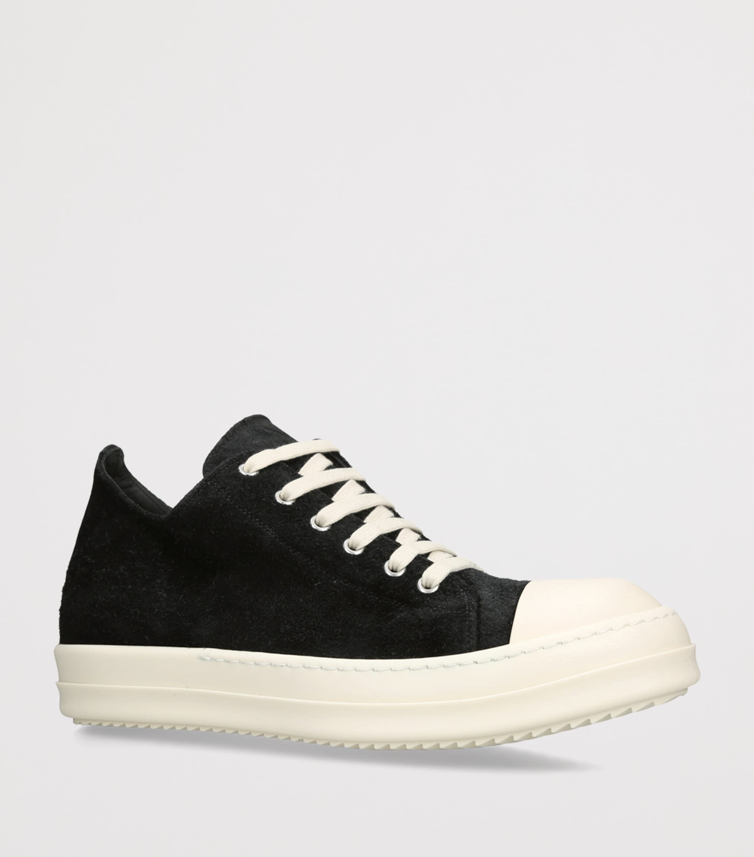 Rick Owens Suede Classic Low-Top Sneakers Black Image 2