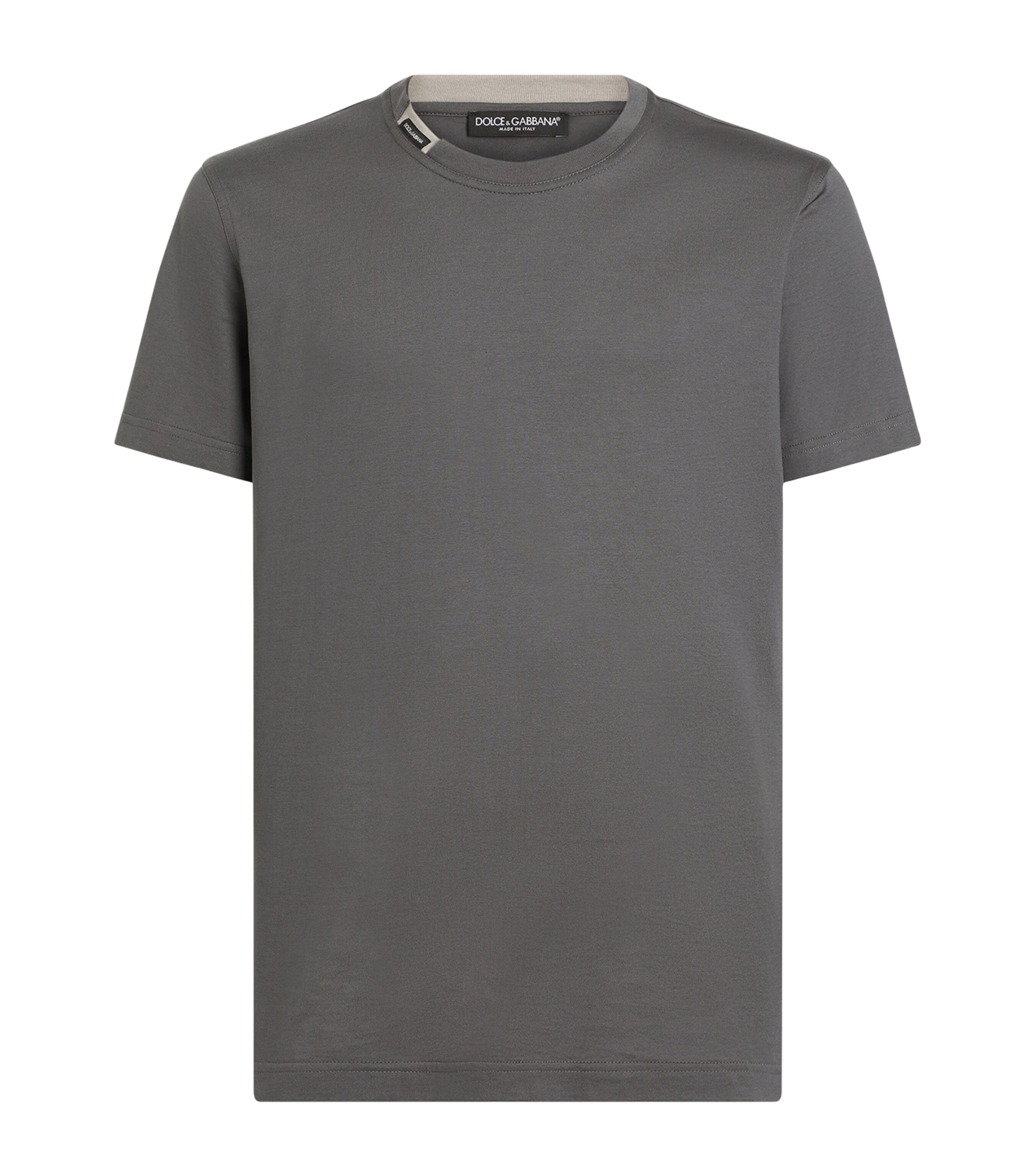 Dolce&Gabbana Mens Cotton Logo Tab T-Shirt Very Dark Grey Image 1