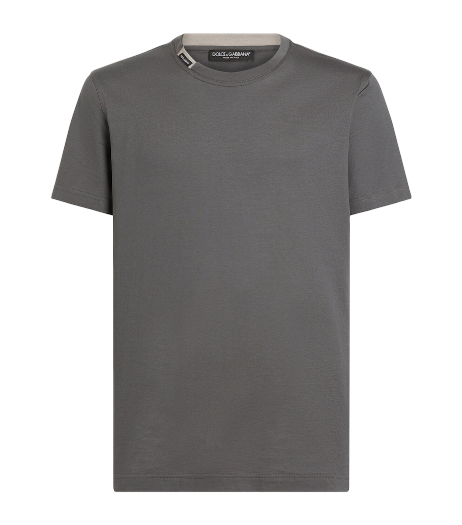 Dolce&Gabbana Mens Cotton Logo Tab T-Shirt Very Dark Grey Image 1