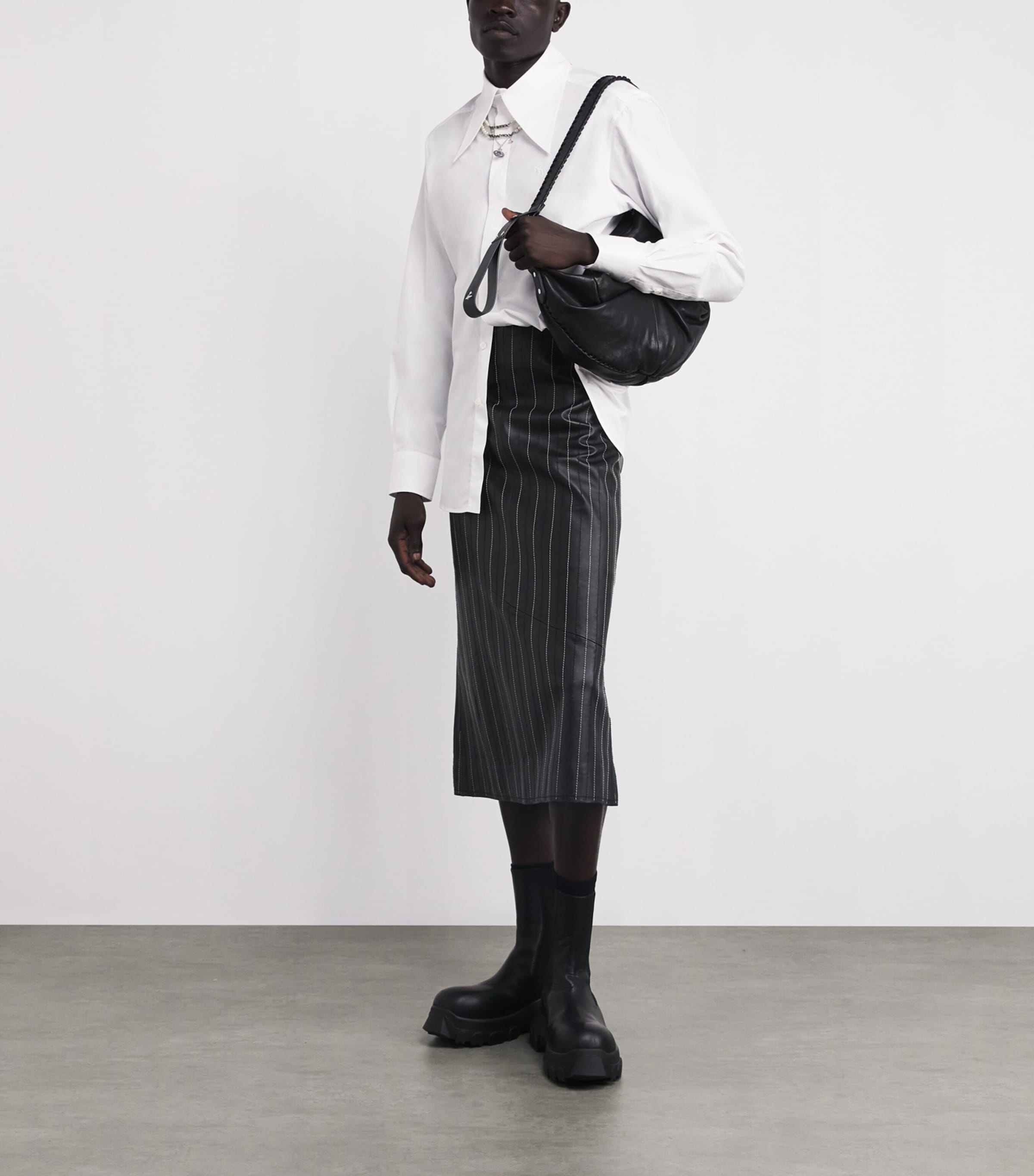 Cotton Tuxedo Shirt A401 WHITE Image 2