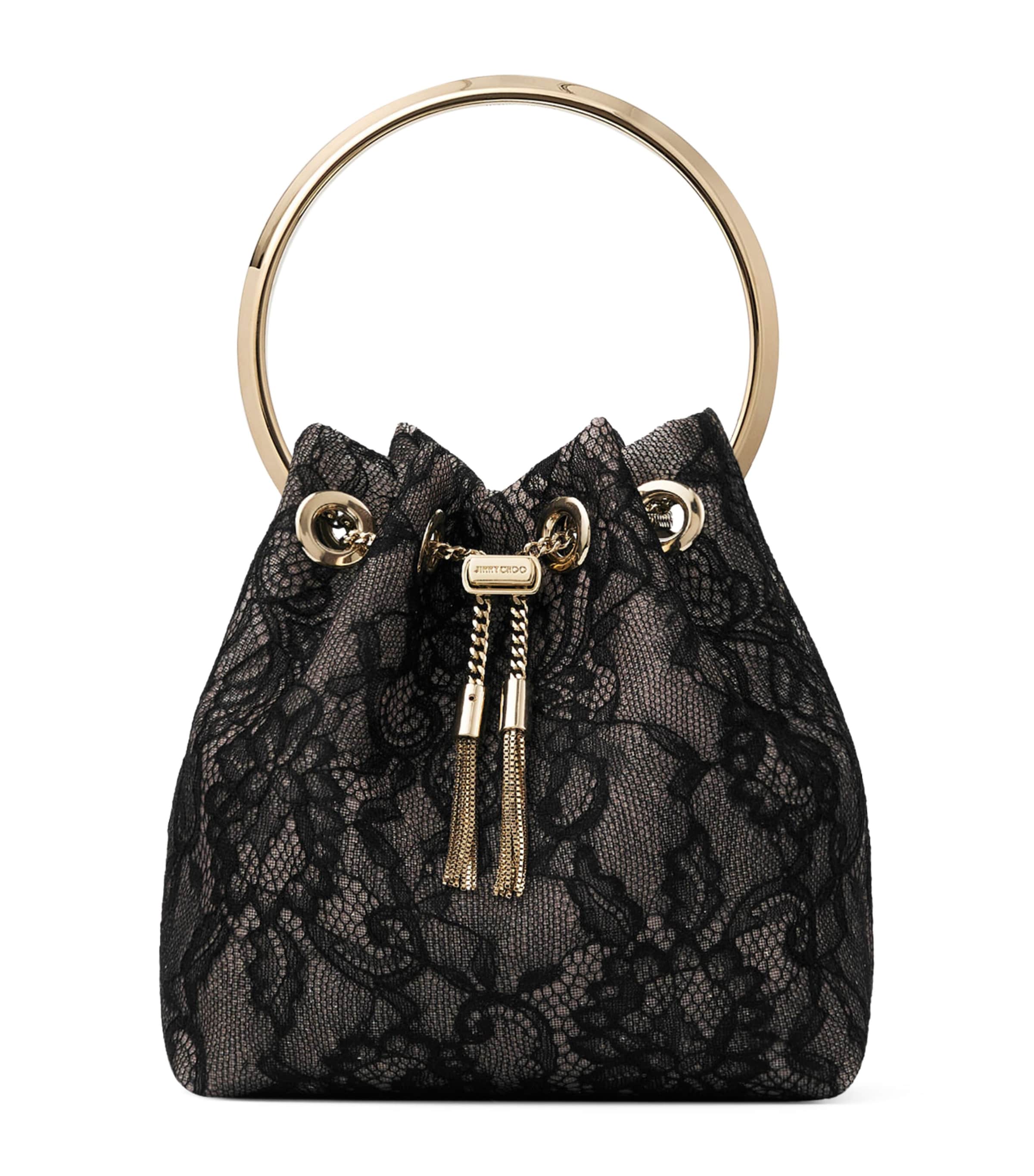 Jimmy Choo Lace Bon Bon Top-Handle Bag Black/light Gold Image 1