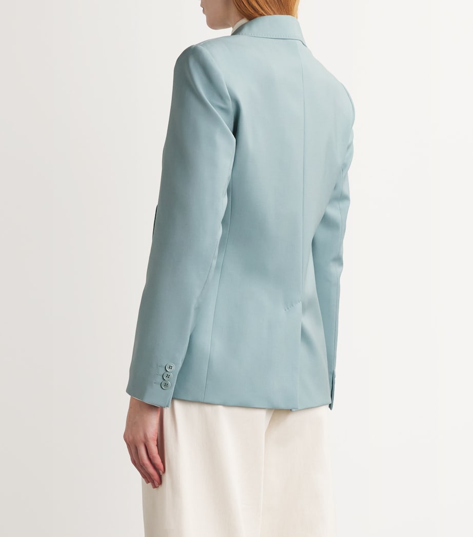 Wool Double-Breasted Blazer PASTEL GREEN Image 4