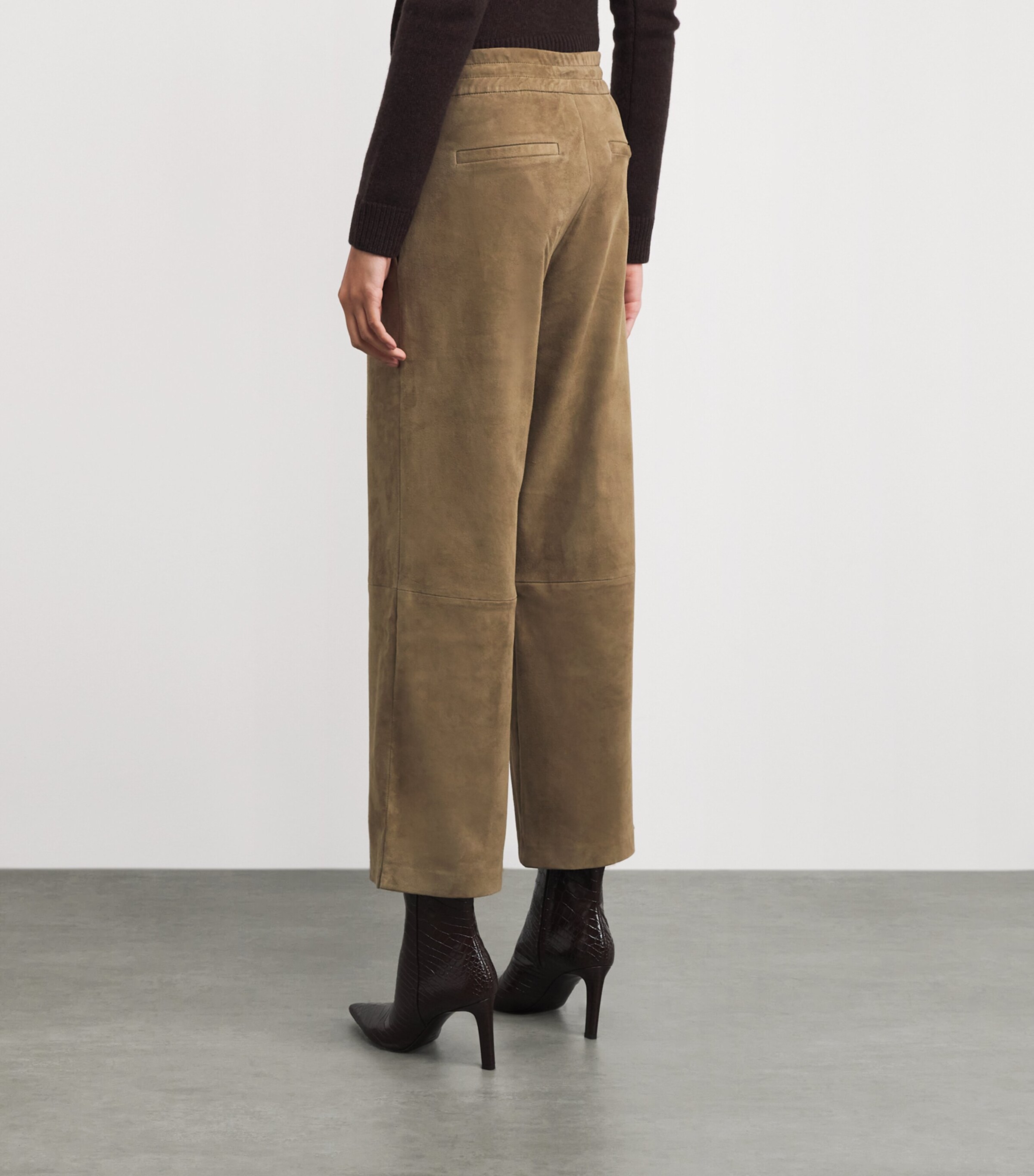 Arma Womens Suede Blair Straight Trousers Olive Image 4