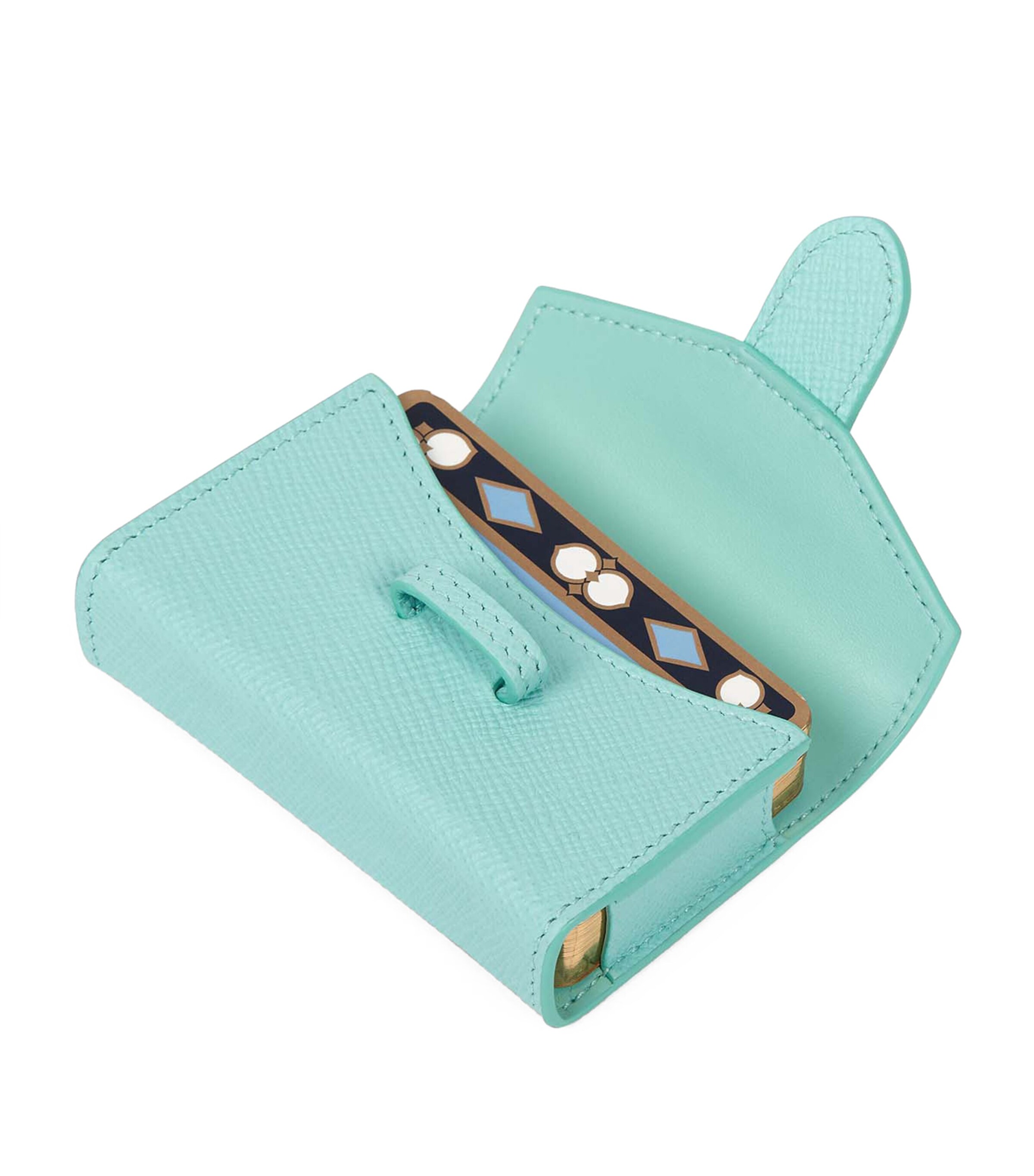 Leather Single Playing Card Case BRIGHT AQUA Image 2