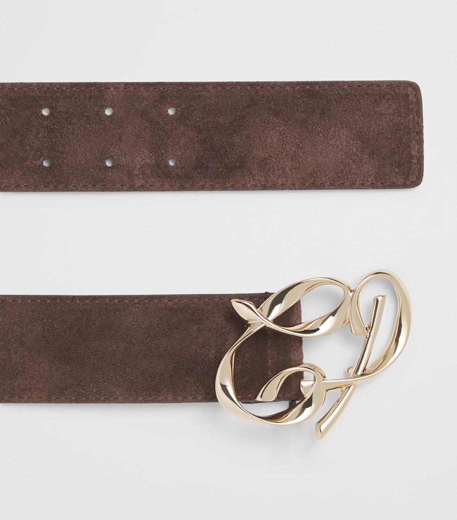 Suede Logo Belt CHOCOLATE Image 4