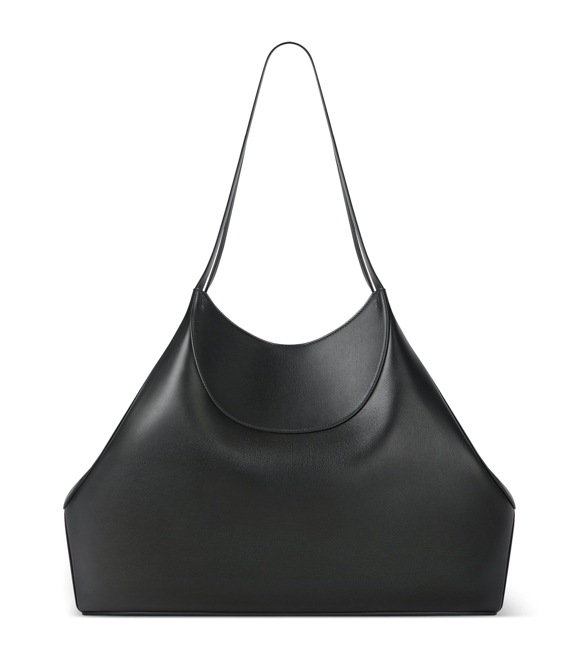 Medium Leather Facet Shoulder Bag BLACK Image 1