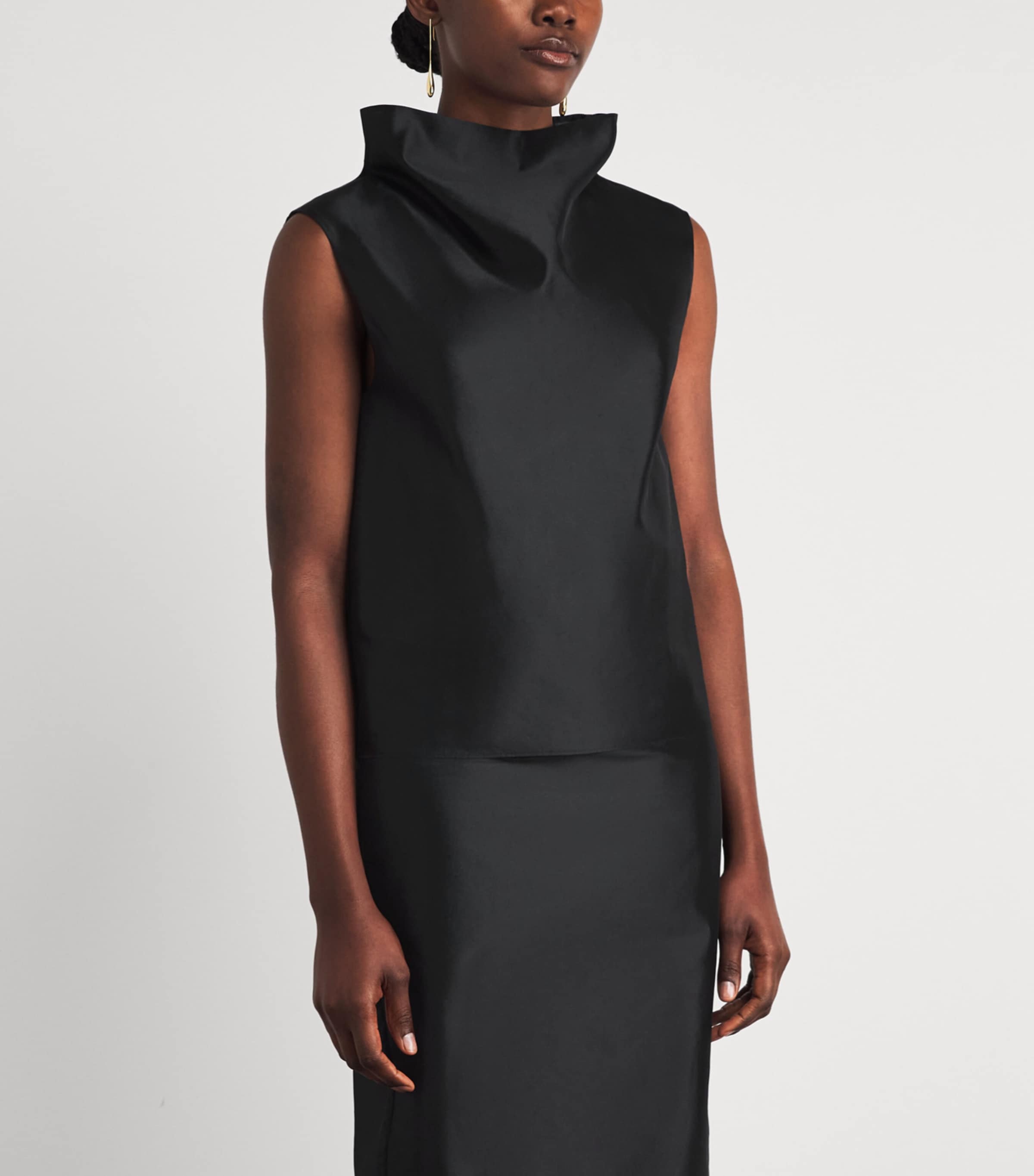 Almada Label Womens Silk-Blend Kiera Top Black Image 4