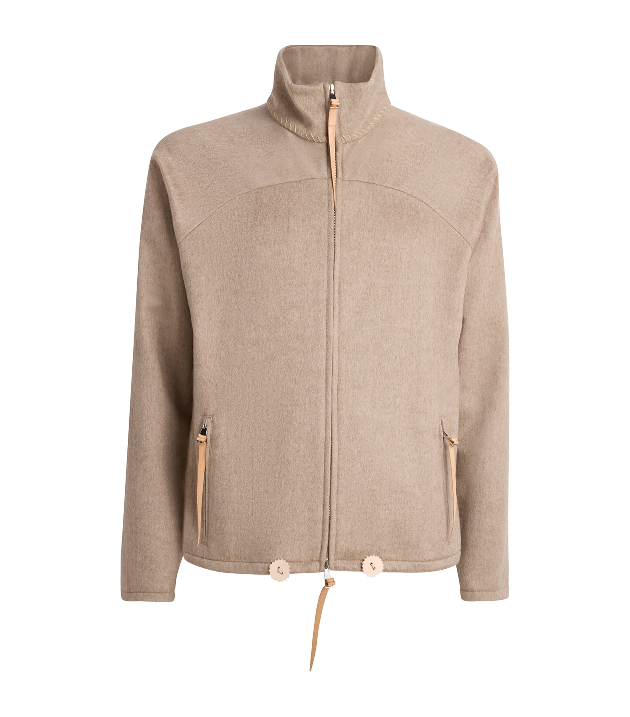 Alan Scott Mens Cashmere-Blend Track Sweater Natural Image 1