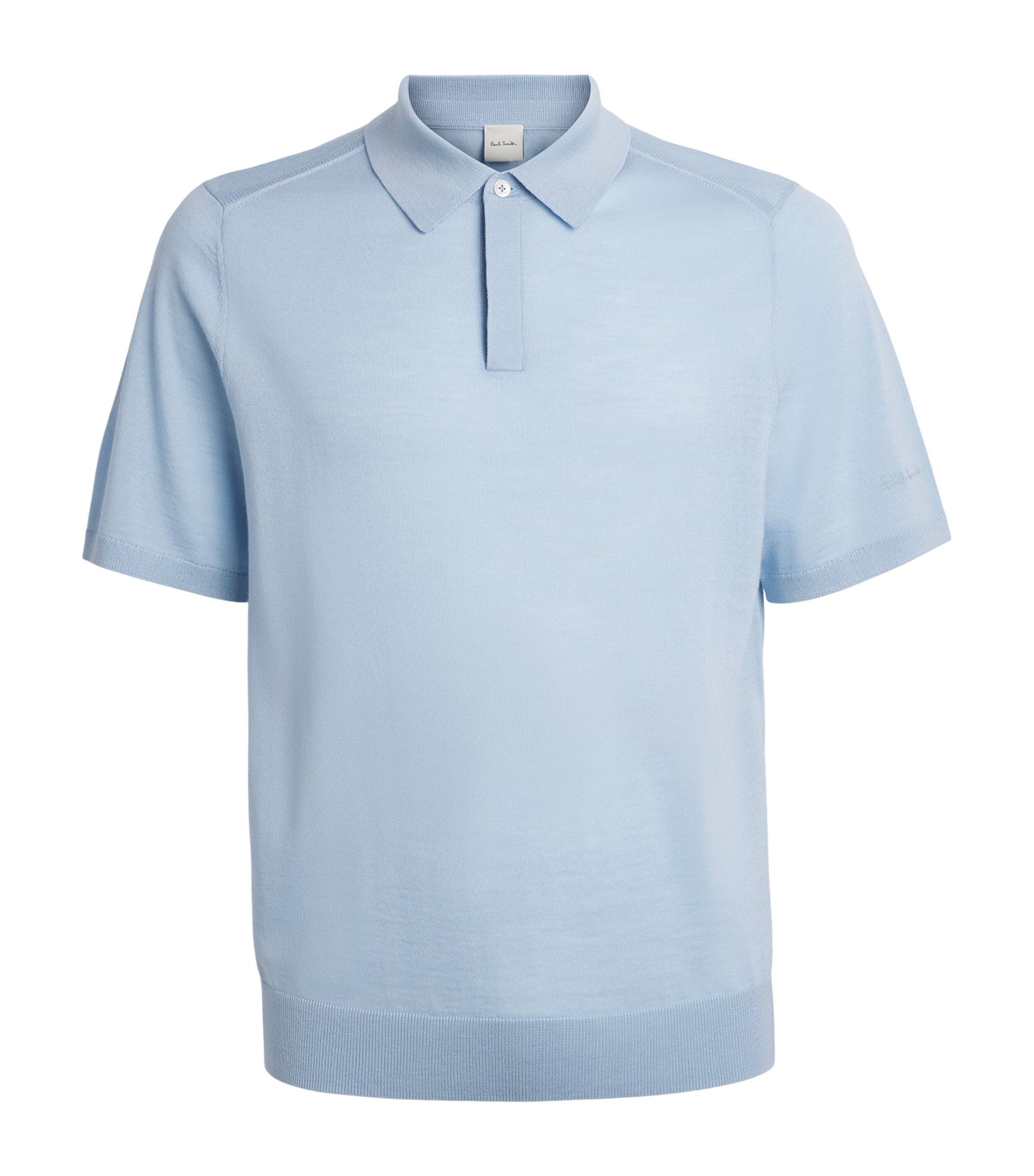 Paul Smith Mens Merino Wool Polo Shirt Blue Image 1