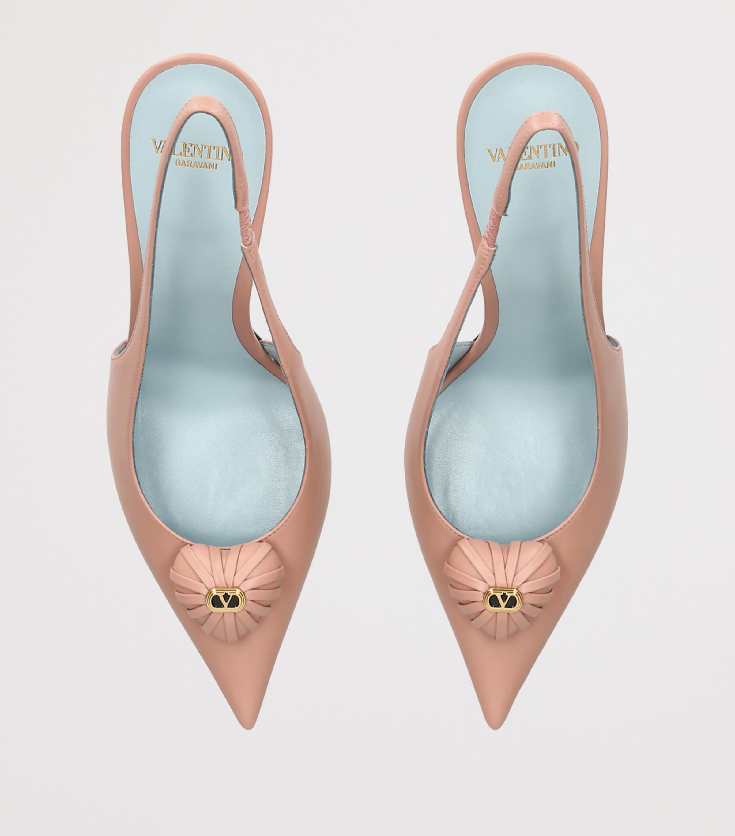 Valentino Garavani Leather Coeur Royal Slingback Pumps 100 Pink Image 4