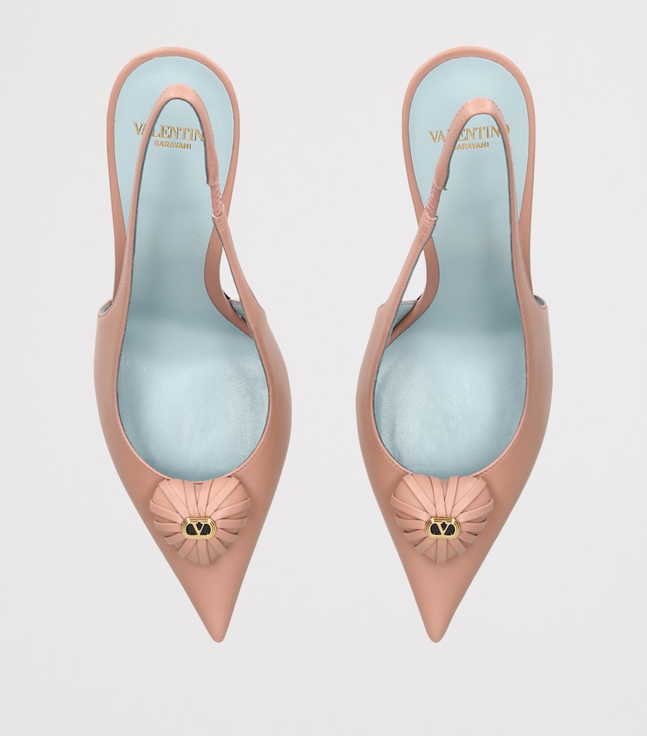 Valentino Garavani Leather Coeur Royal Slingback Pumps 100 Pink Image 4