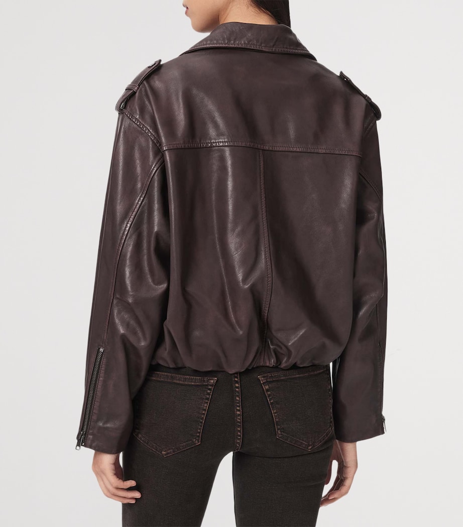AllSaints Womens Leather Samina Biker Jacket Oxblood Red Image 4