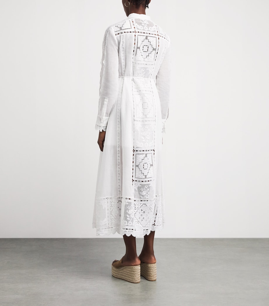 Zimmermann Womens Ramie Lace Aster Midi Dress Ivo Ivory Image 4