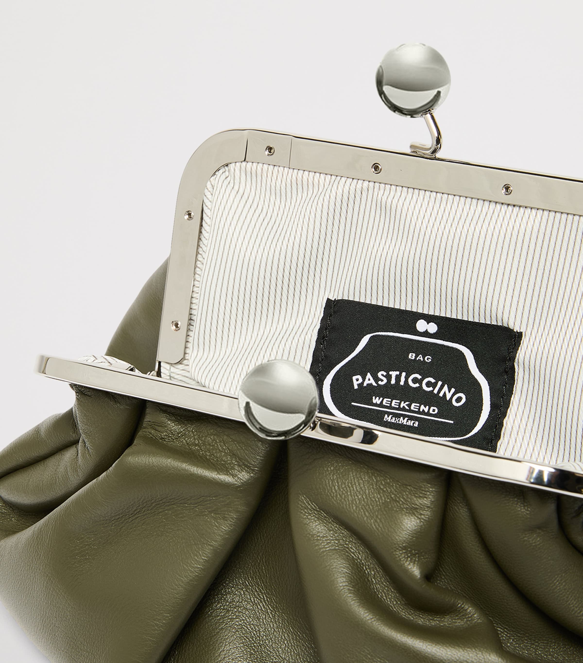 Weekend Max Mara Lambskin Pasticcino Clutch Bag Dark Green Image 5