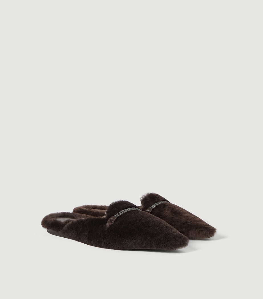 Brunello Cucinelli Shearling Flat Mules Image 4