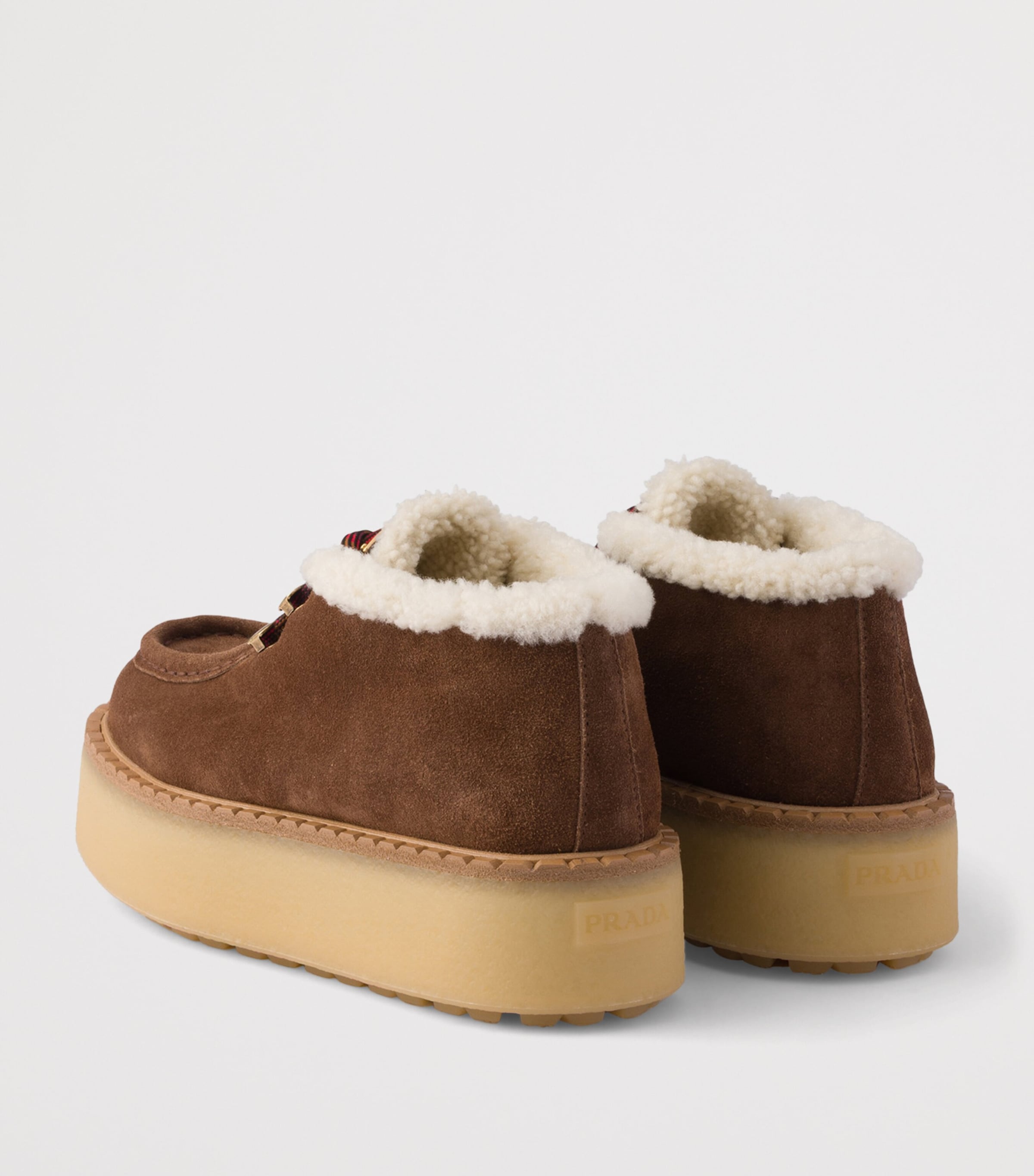 Prada Suede Shearling Chukka Ankle Boots Brown Image 4