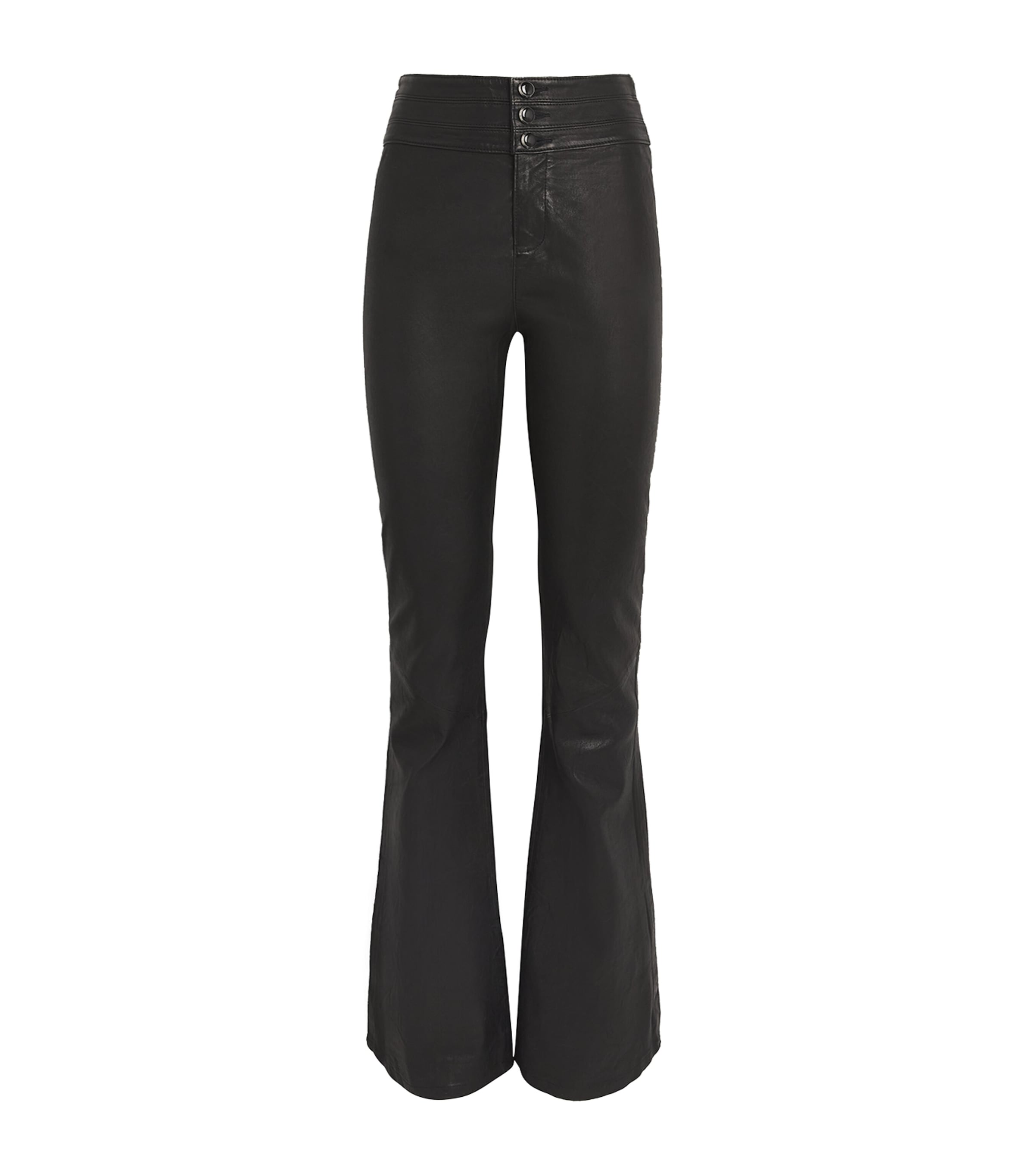 Paige Leather Lou Lou Flared Trousers In Black