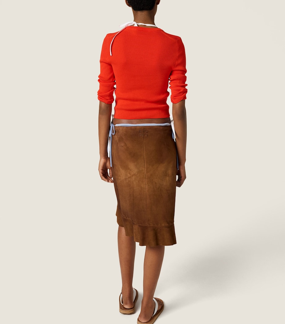 Miu Miu Womens Ribbed Cropped Sweater Orange Image 3