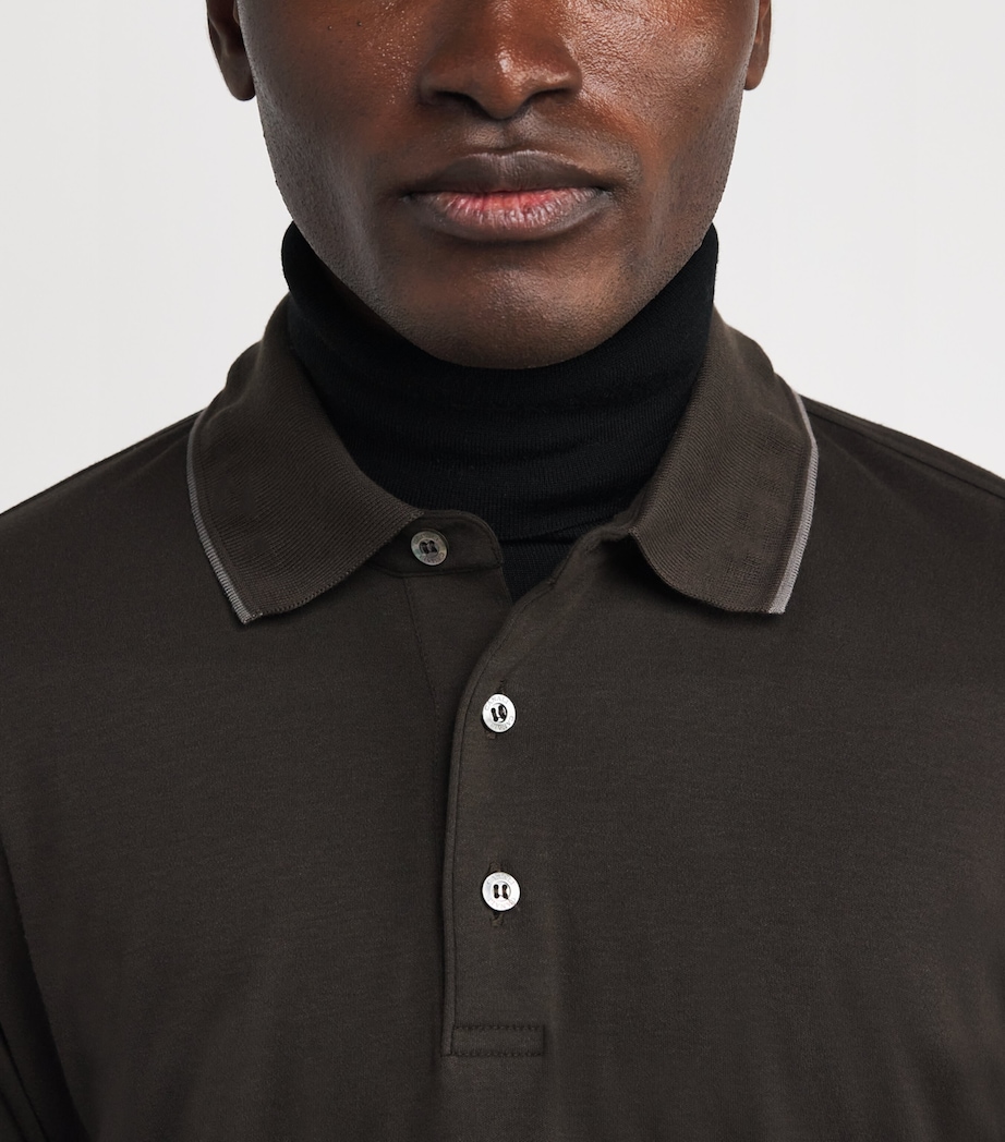 Cotton-Cashmere Long-Sleeve Polo Shirt 510 Image 6