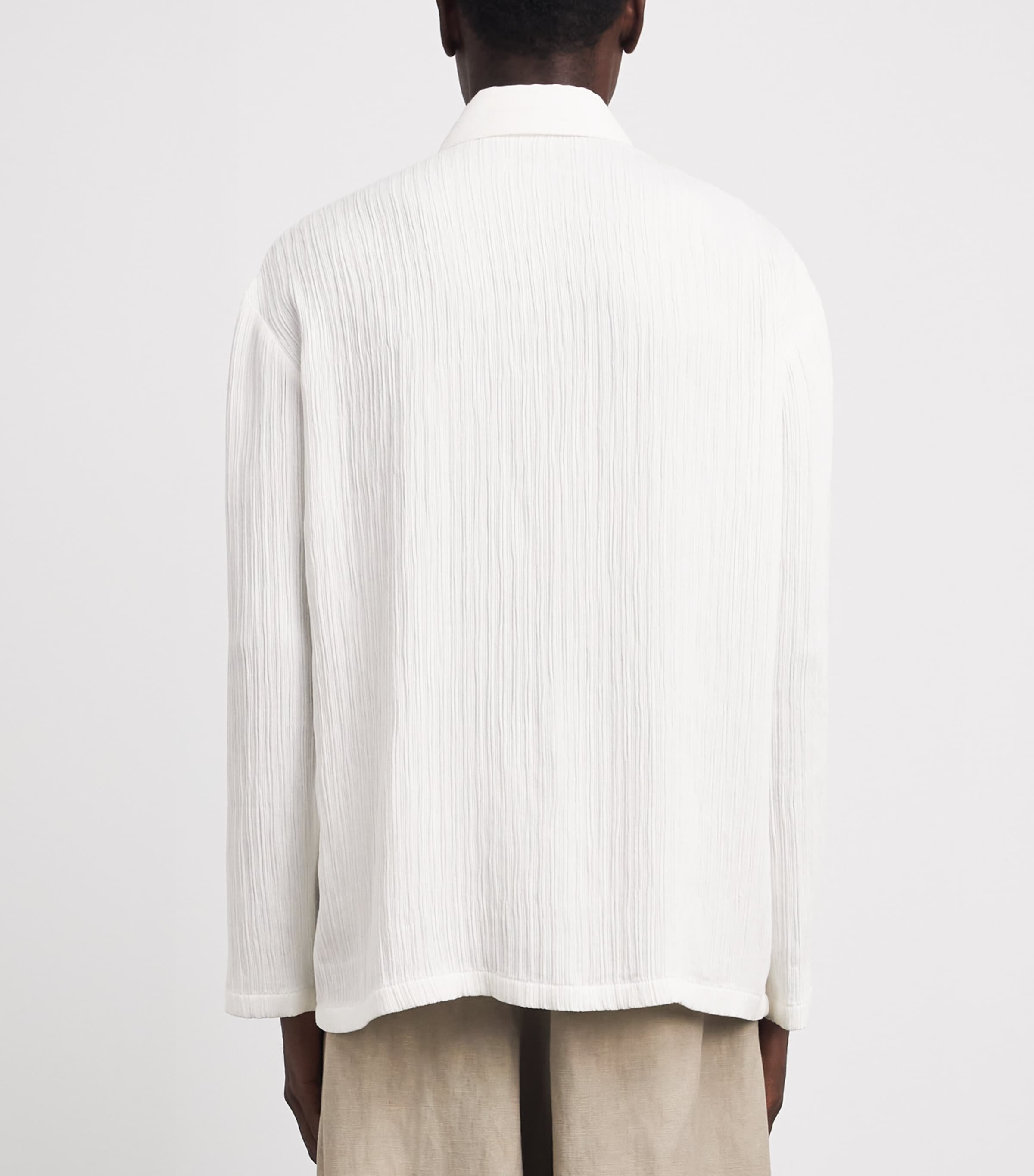 Sandro Paris Mens Loose Fit Crinkle Shirt White Image 5