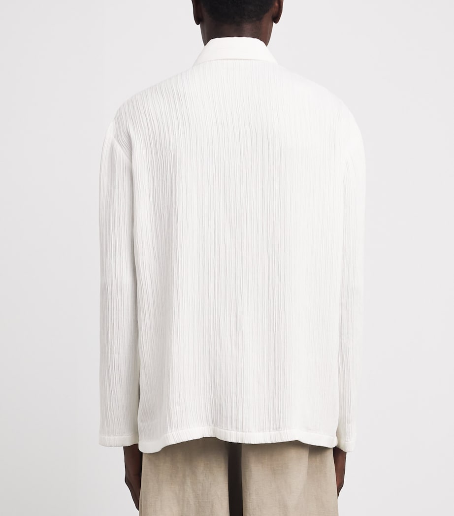 Sandro Paris Mens Loose Fit Crinkle Shirt White Image 5