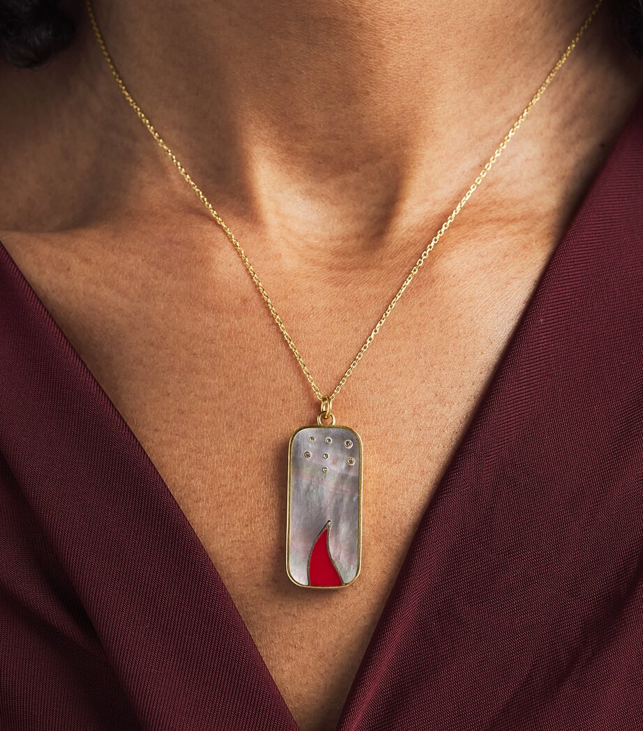L'ATELIER NAWBAR Yellow Gold, Diamond and Mother-of-Pearl Elements of Love Fire Necklace Yellow Gold Image 4