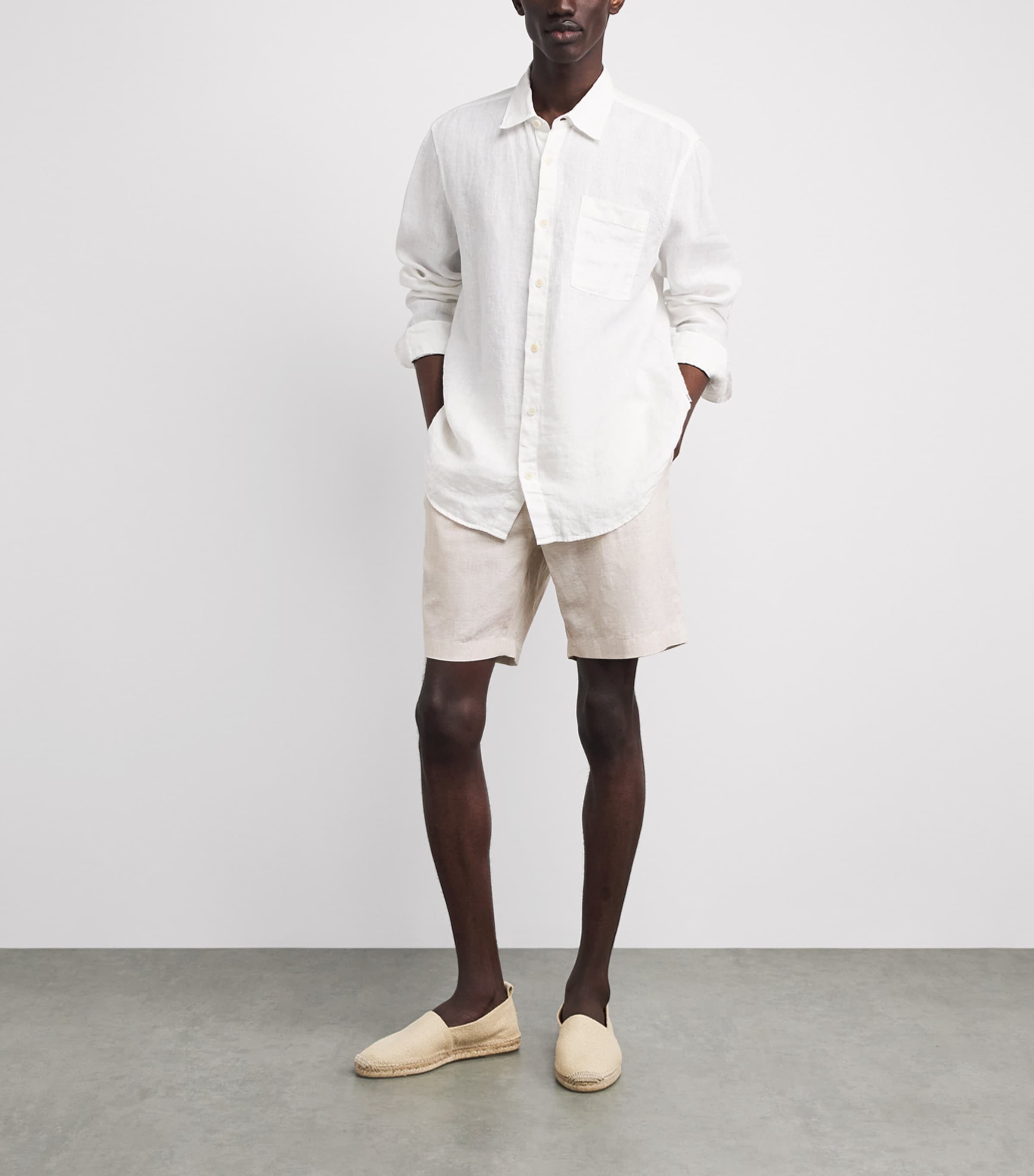 Zimmerli Mens Linen-Cotton Drawstring Shorts Beige Image 2