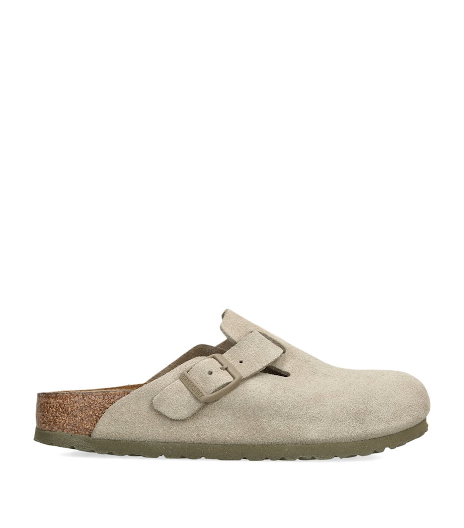 Birkenstock Suede Boston Clogs (Narrow Fit) Khaki Image 1
