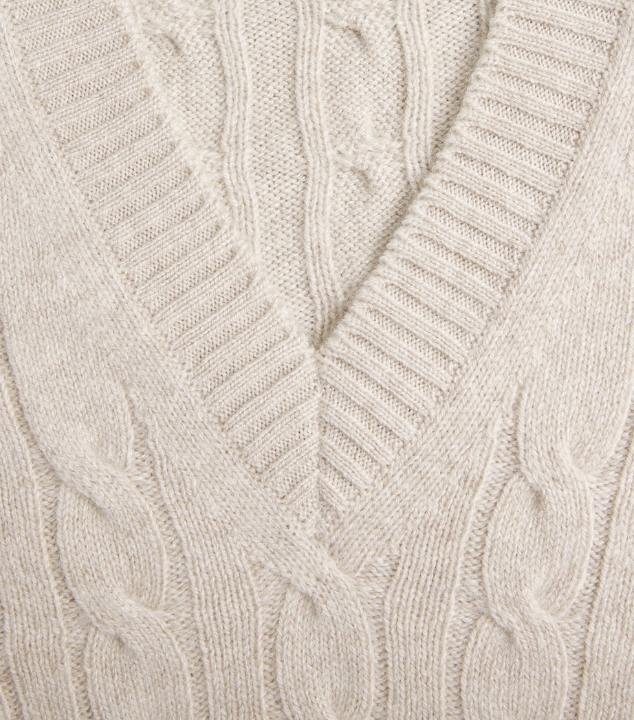 Johnstons Of Elgin Womens Cashmere Cable-Knit Kylesku Sweater White Sand Image 6