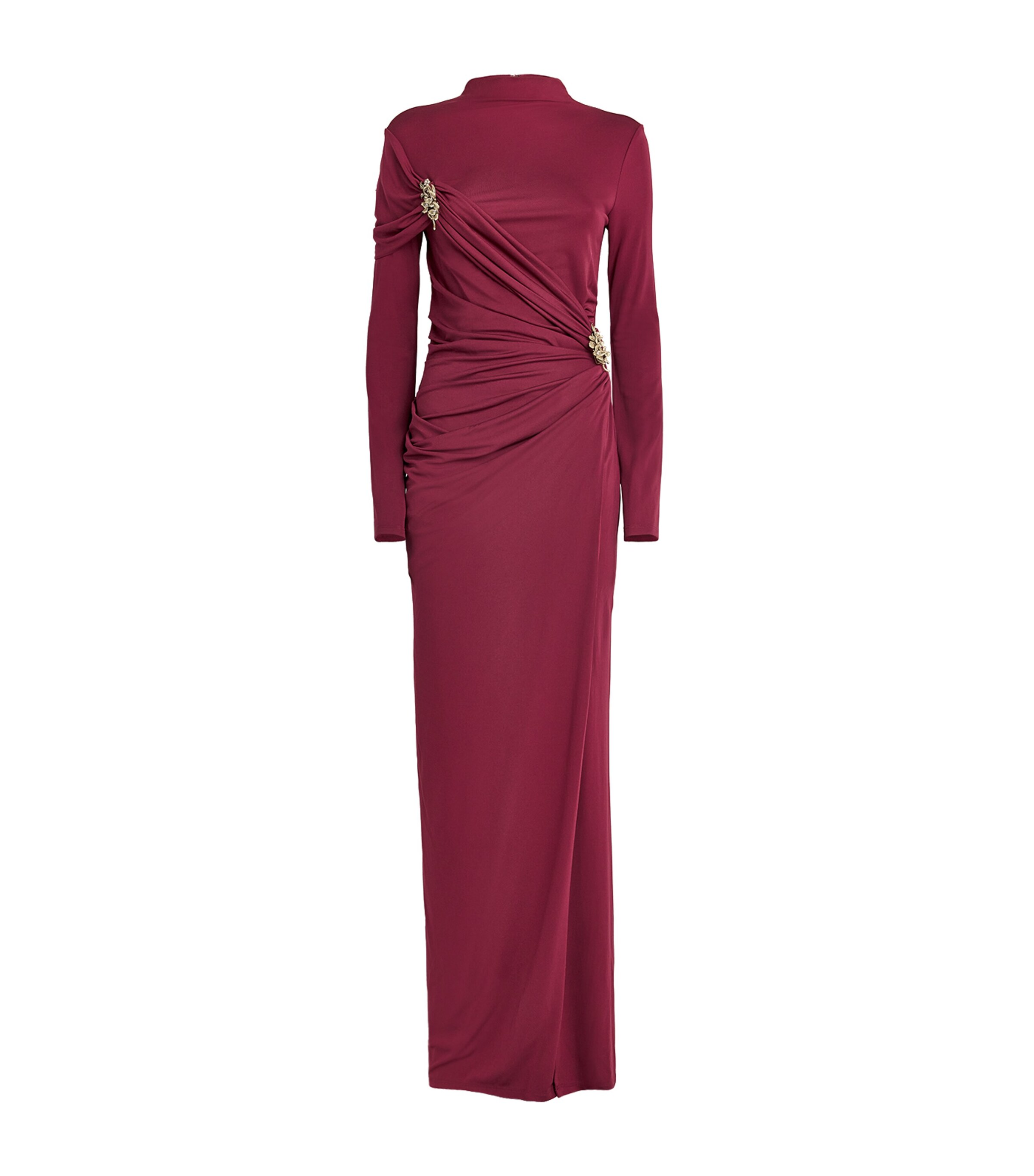 Draped Embellished Izadora Maxi Dress CRANBERRY Image 1