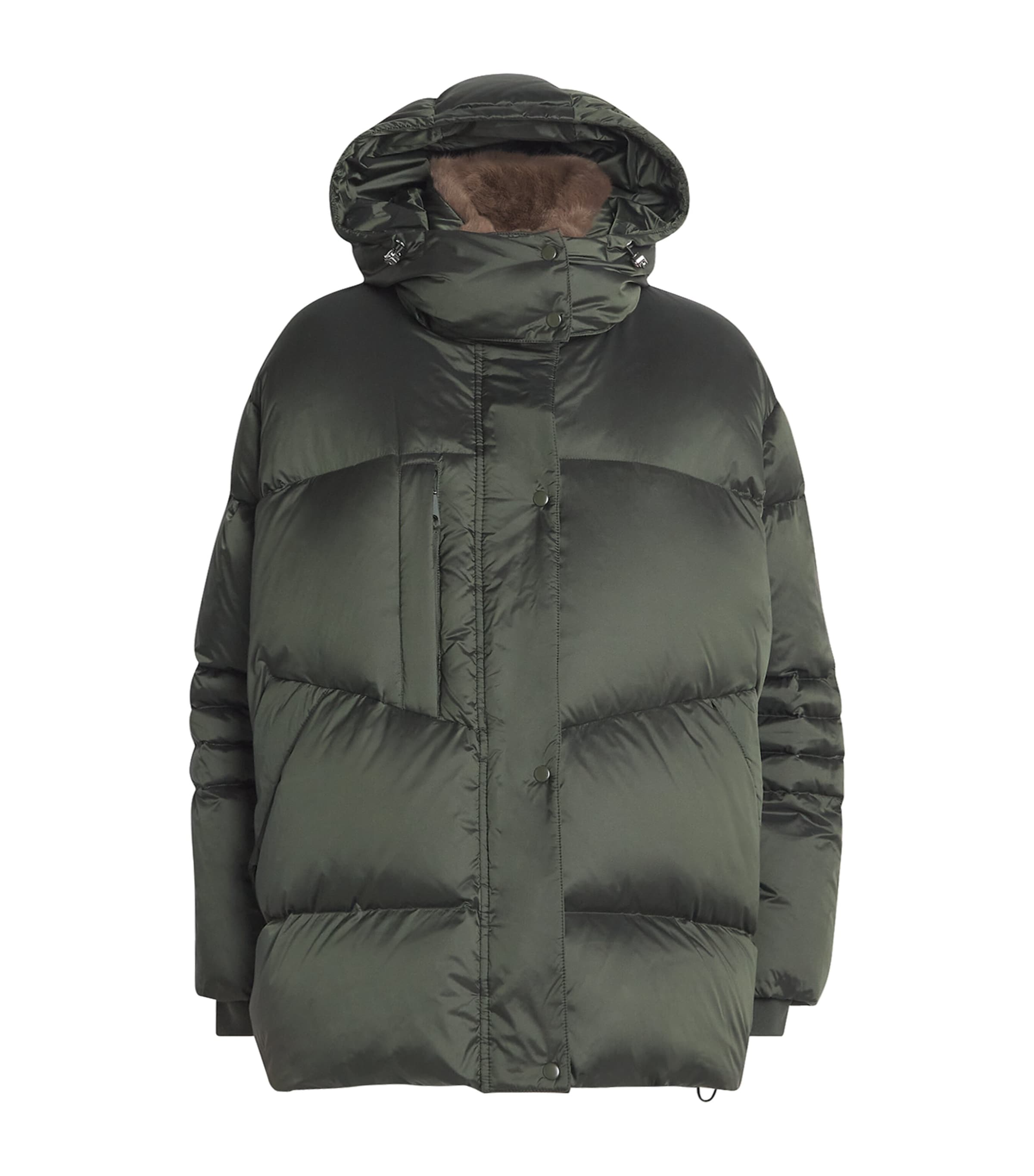 Max & Co Hooded Puffer Jacket In Green