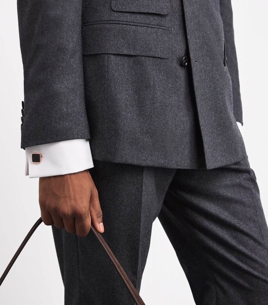 Rose Gold-Plated Key Stone Cufflinks BLACK Image 5