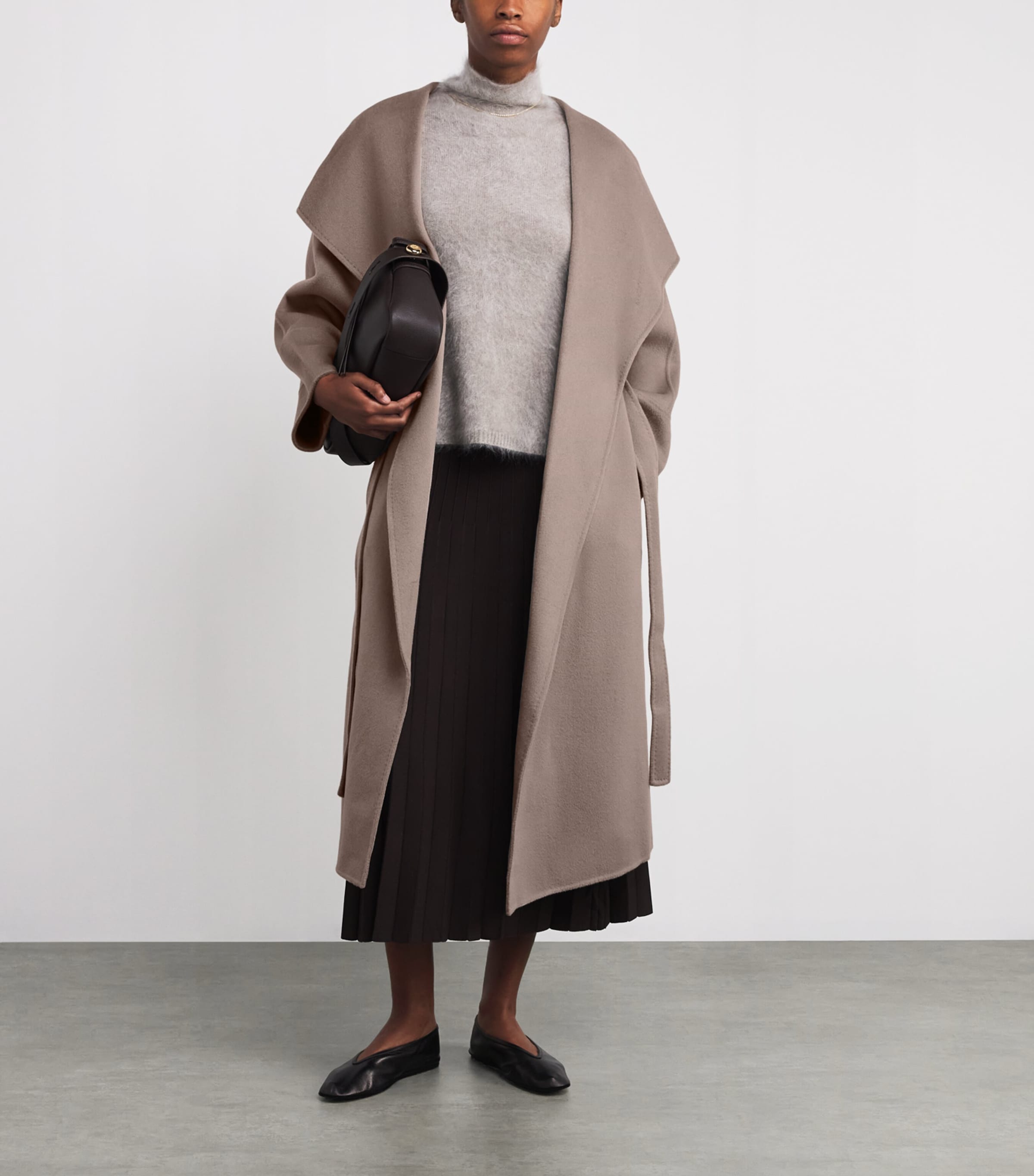 Wool-Cashmere Long Coat DARK SAND Image 2