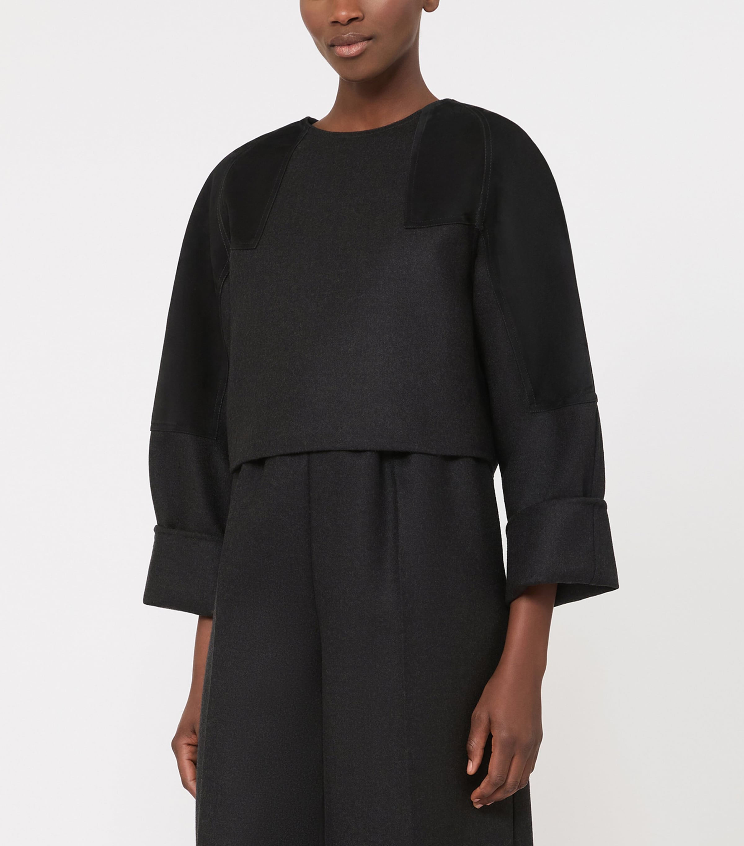 Max Mara Womens Stretch-Virgin Wool Top Dark Grey Image 3