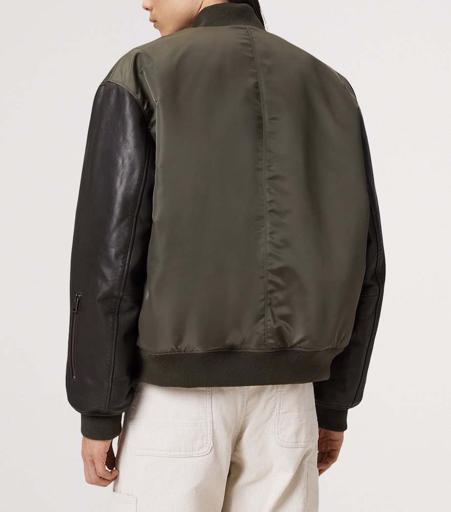 Leather-Sleeve Myler Bomber Jacket KHAKI Image 4