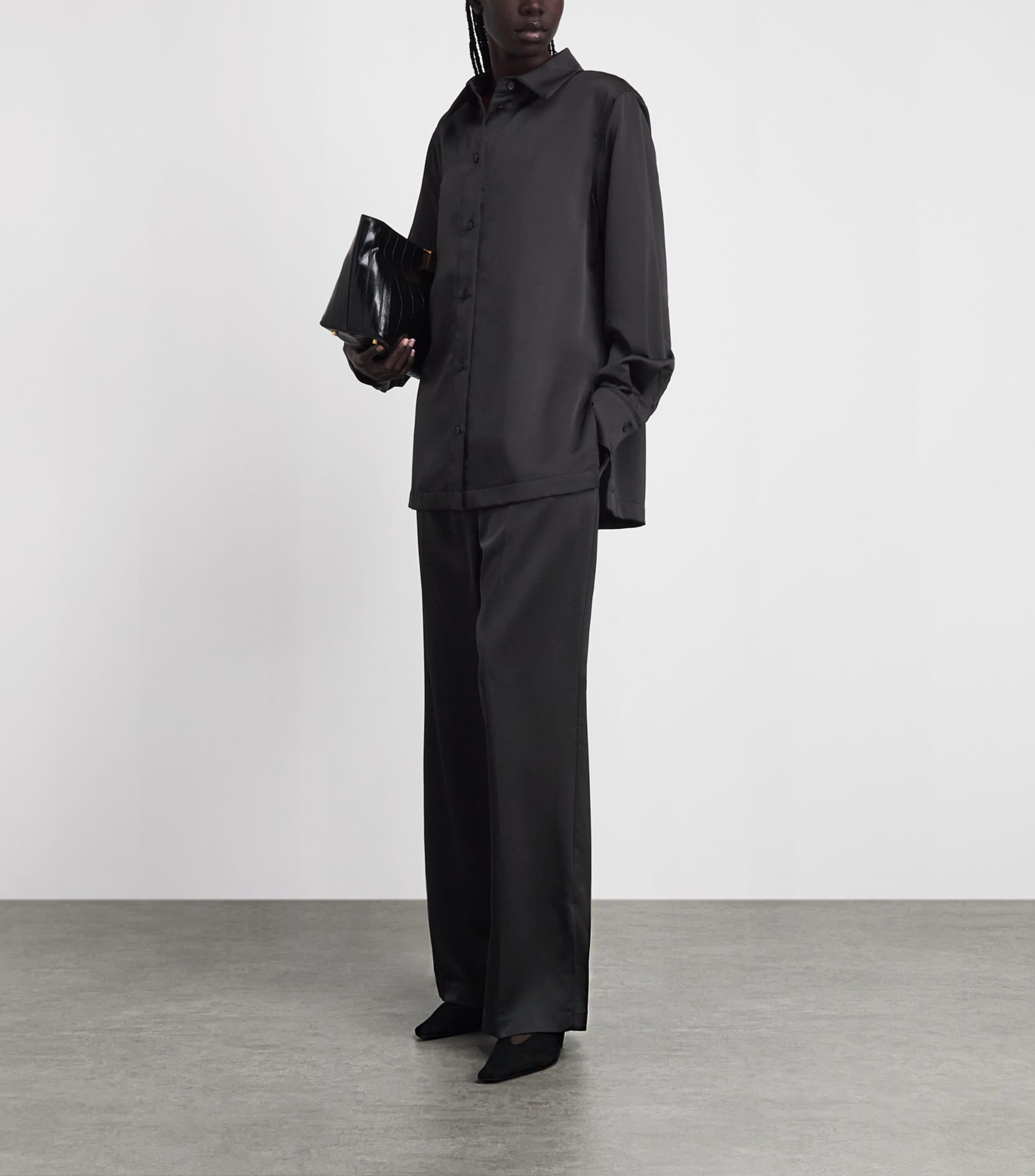 CAMILLA AND MARC Womens Satin Drawstring Trousers Dblk Black Image 2