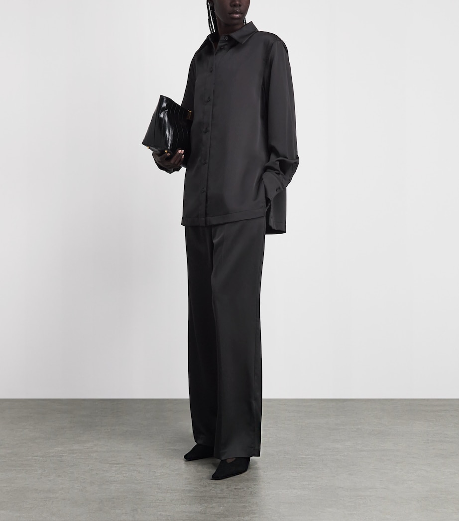 CAMILLA AND MARC Womens Satin Drawstring Trousers Dblk Black Image 2