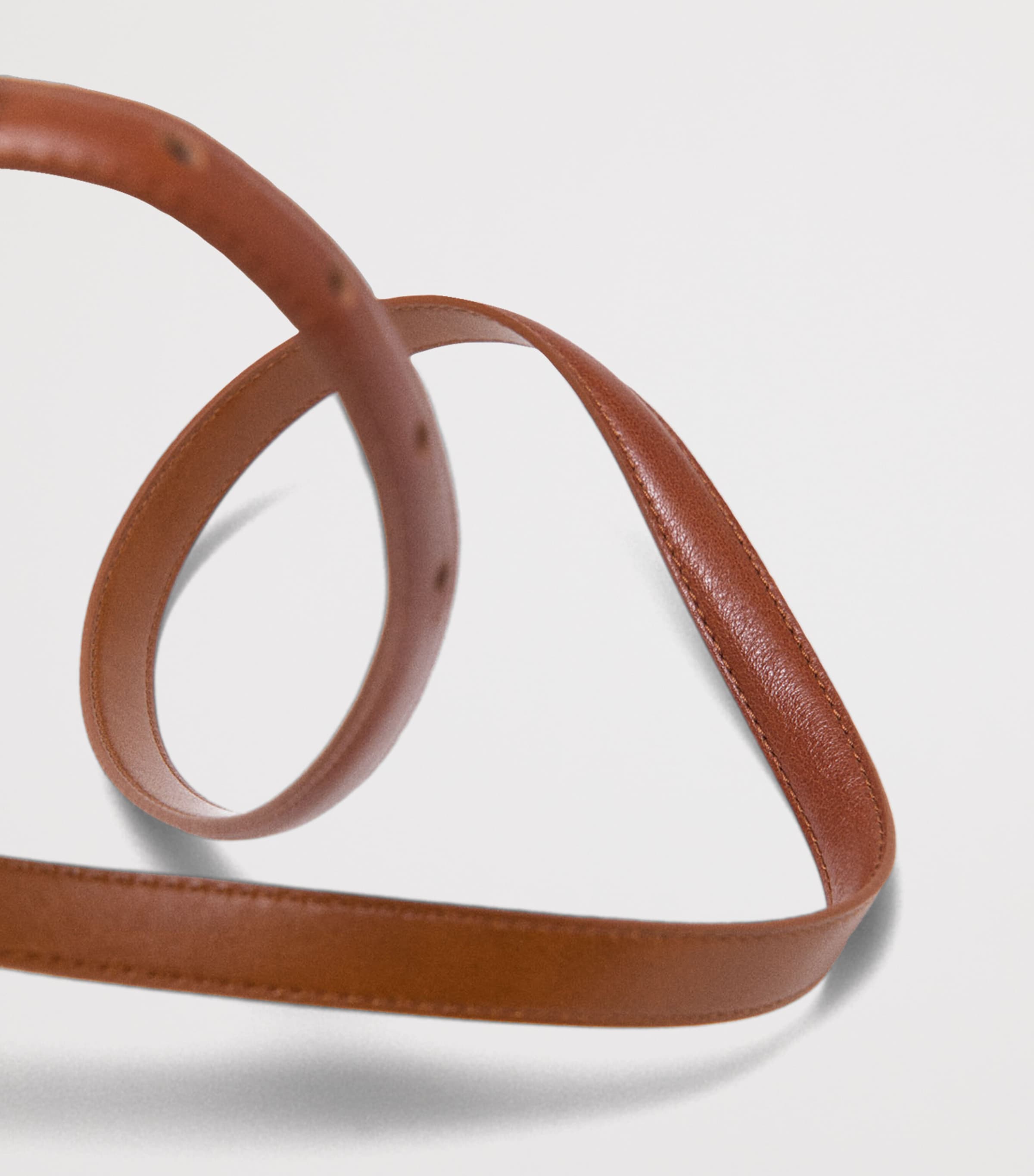 Maje Leather Slim Belt Tobacco Image 6
