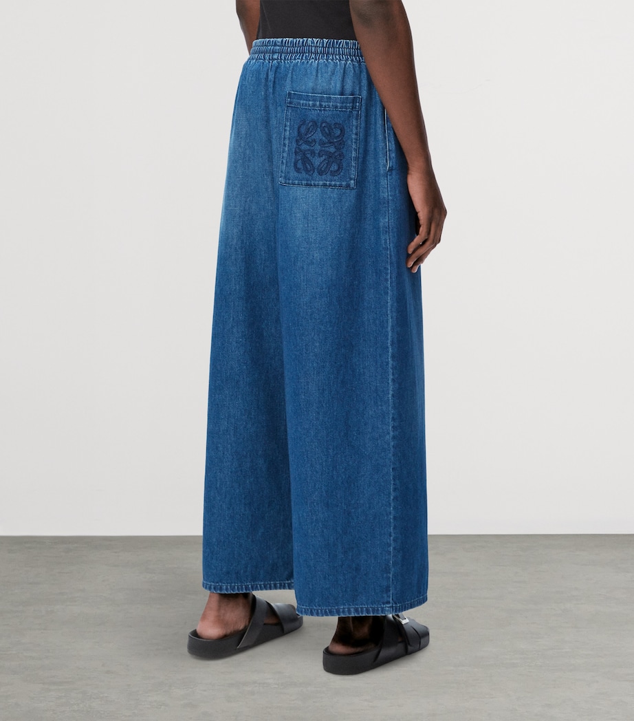 LOEWE Mens x Paula's Ibiza Cropped Wide-Leg Jeans Light Blue Image 4