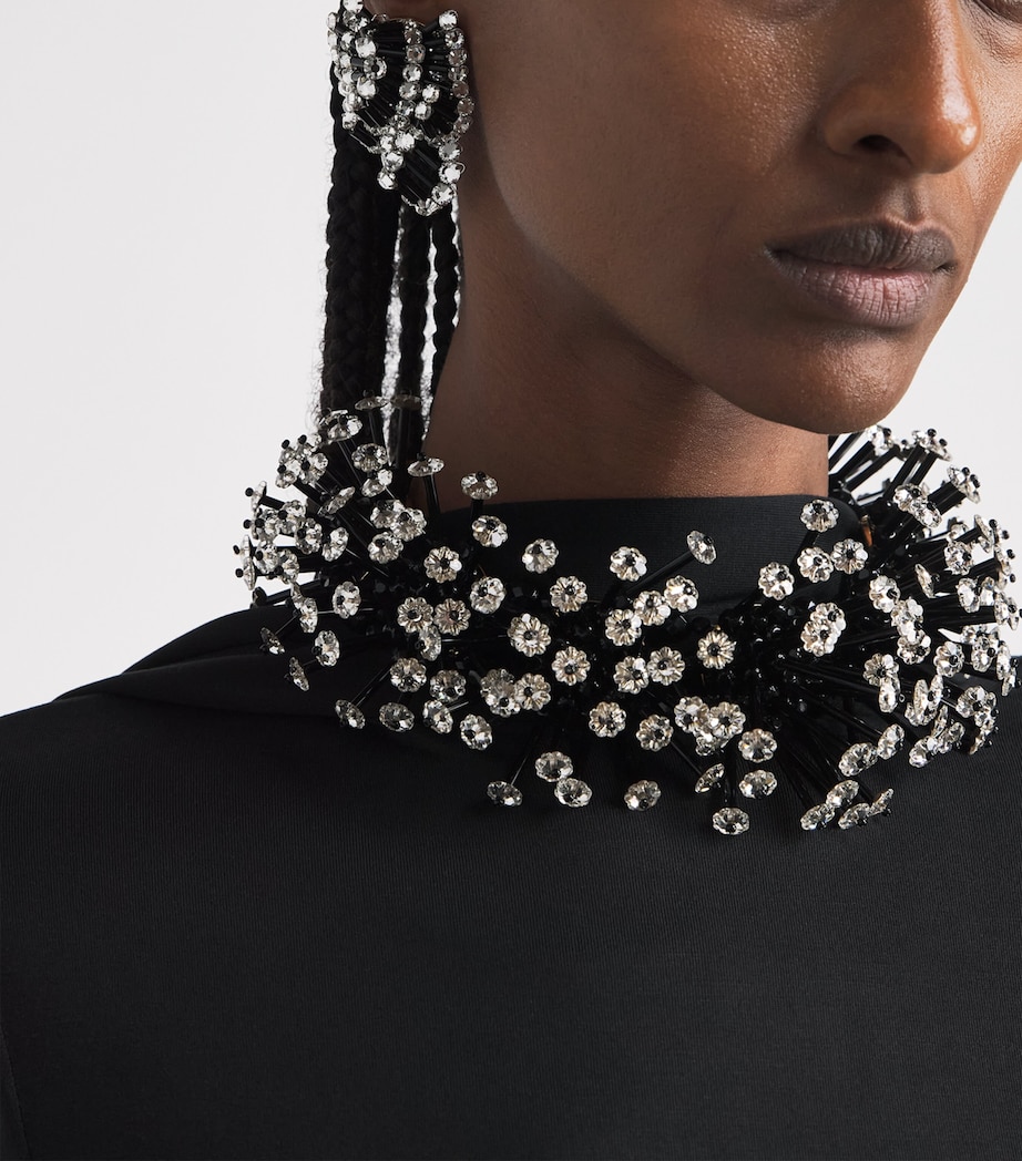 Coppola e Toppo Crystal Foglie Clip Earrings Black Image 2