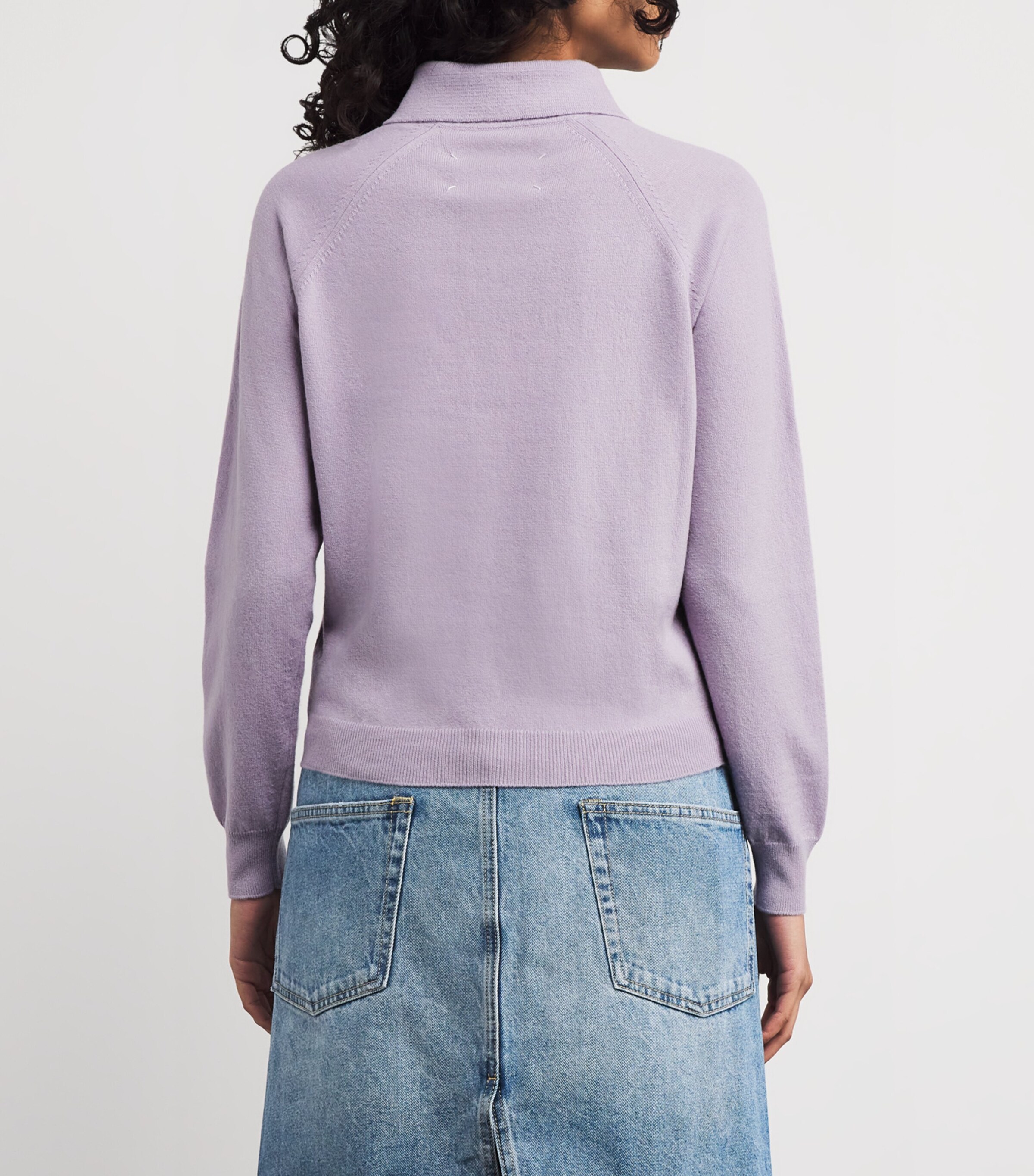 Maison Margiela Womens Virgin Wool Polo Shirt Lilac Image 4