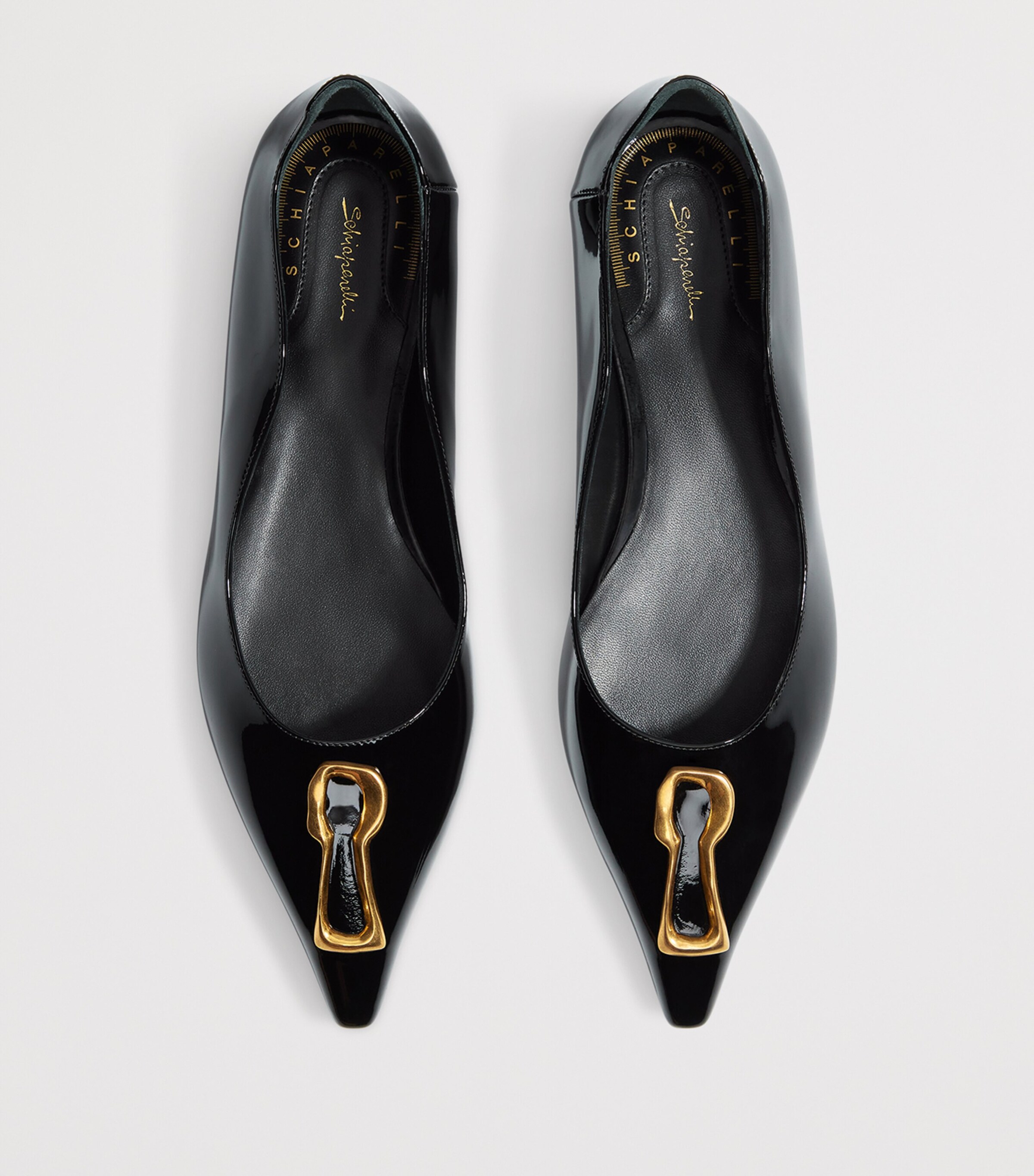 Leather Keyhole Ballet Flats 999 BLACK Image 3