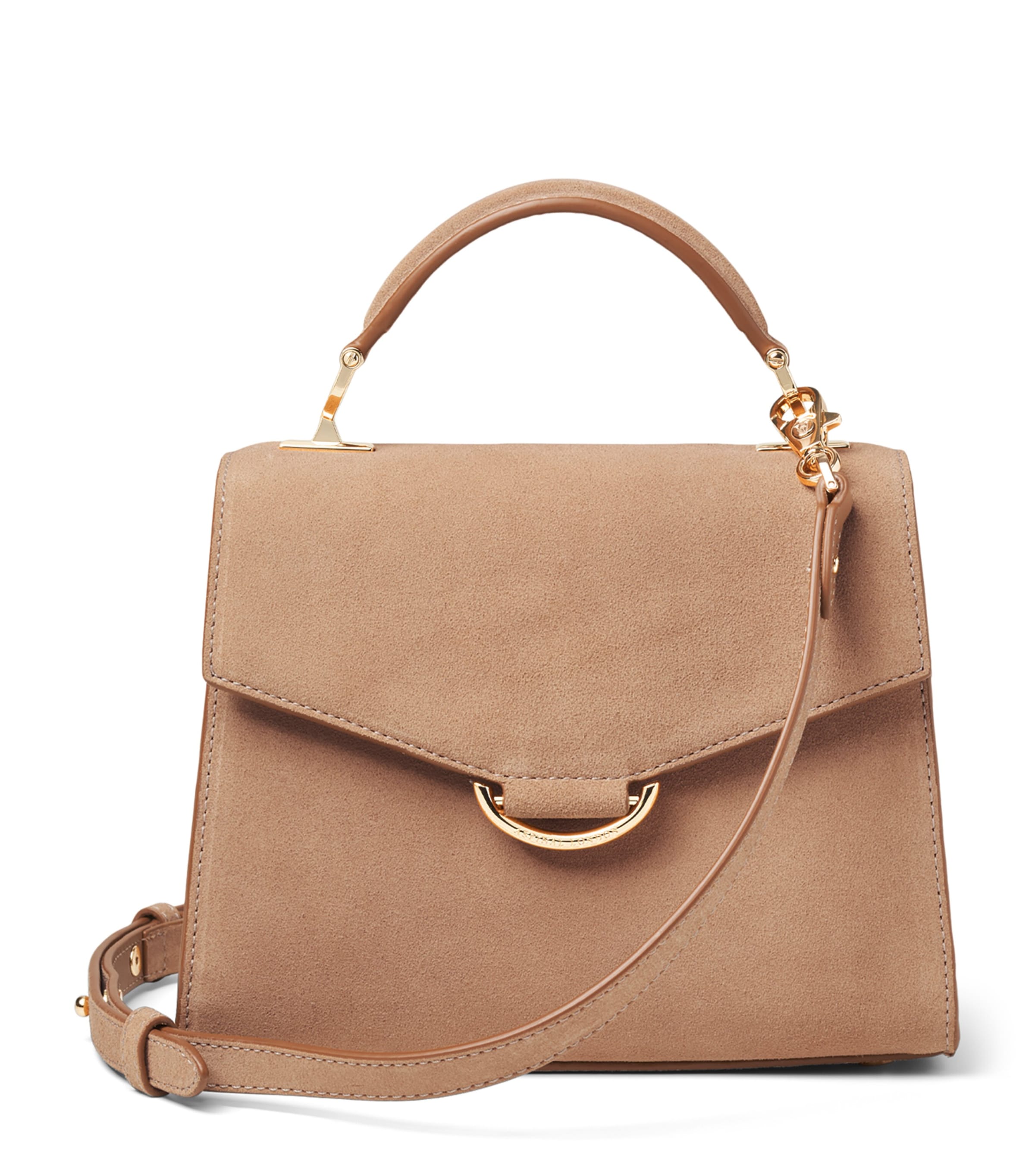 Aspinal Of London Midi Suede Mayfair 3 Top-Handle Bag Sand Image 1