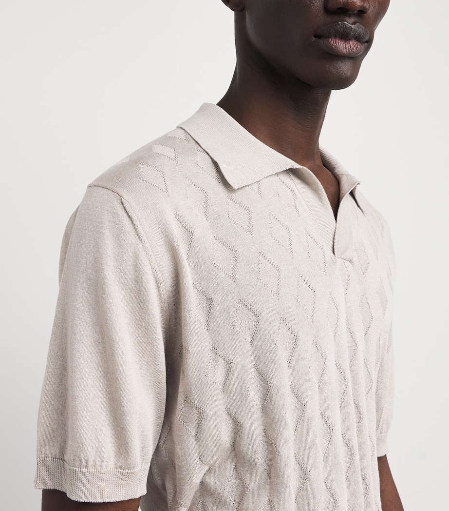 Cotton-Silk Argyle Polo Shirt BEIGE COTT Image 6