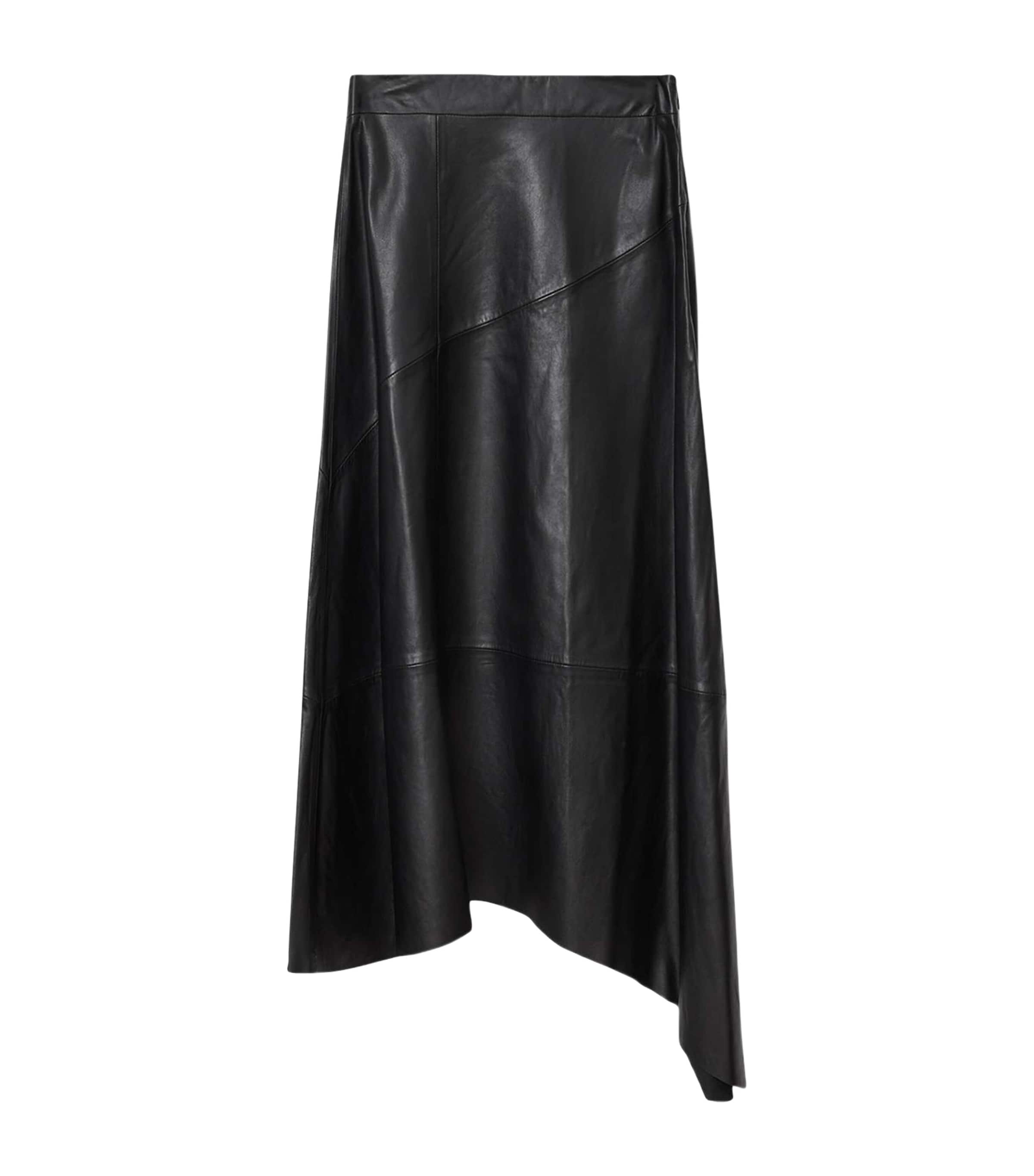 Allsaints Gia Lea Leather Skirt In Black