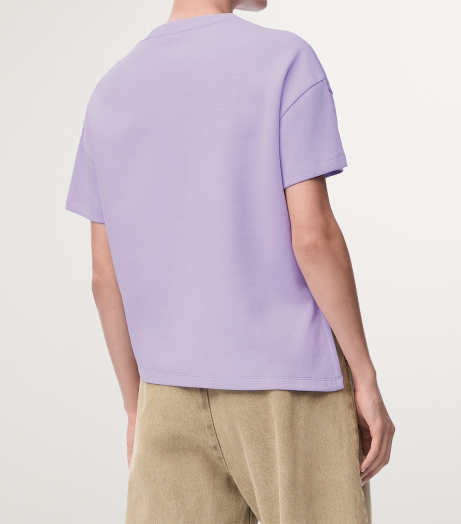 LOEWE Womens Cotton-Blend Asymmetric T-Shirt Lilac Image 4