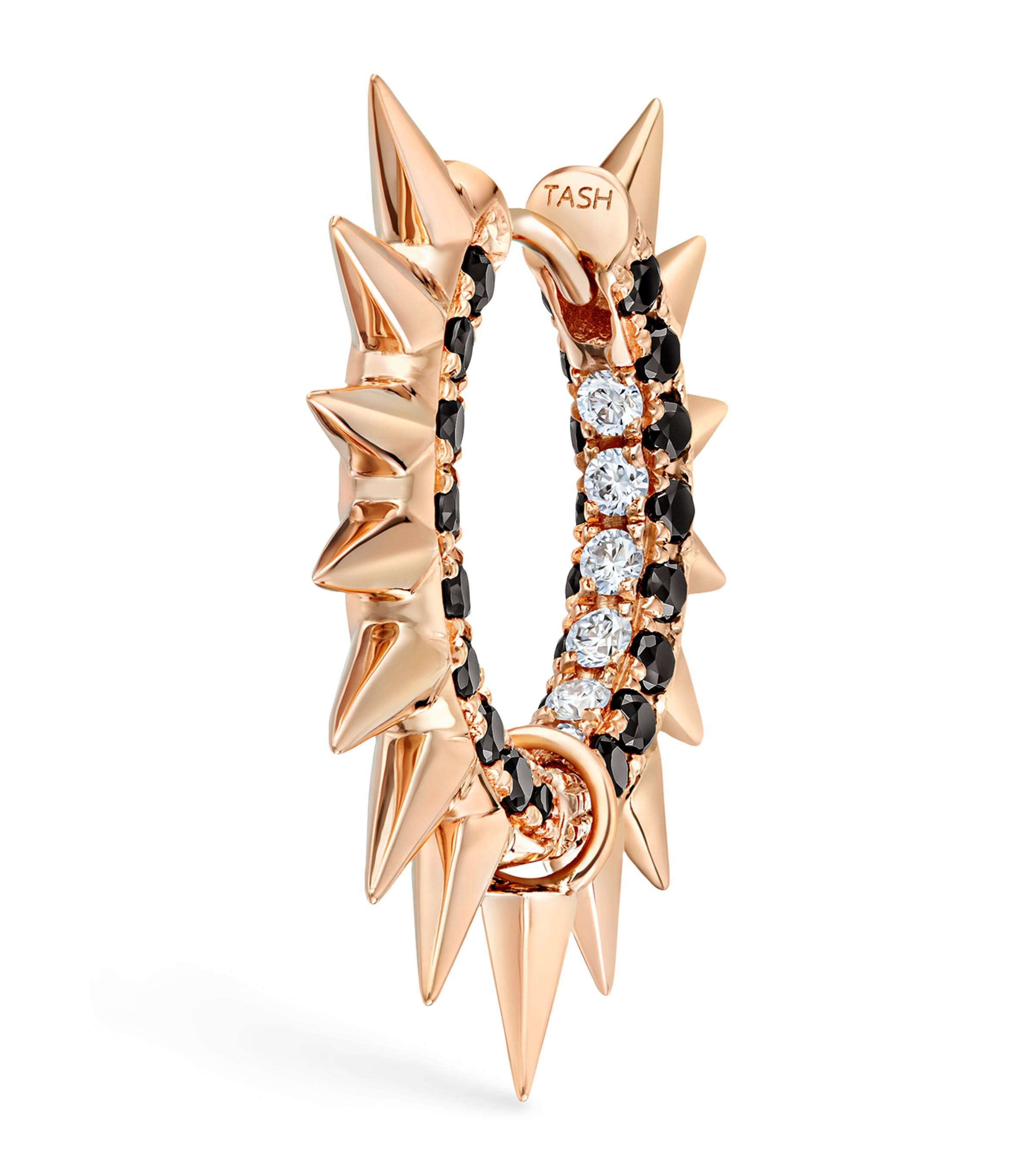 Maria Tash Black And White Diamond Pavé Metal Mohawk Hoop Earring In Rose Gold
