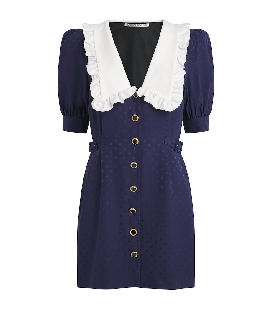 Alessandra Rich Womens Silk Jacquard Mini Dress Navy Blue Image 1