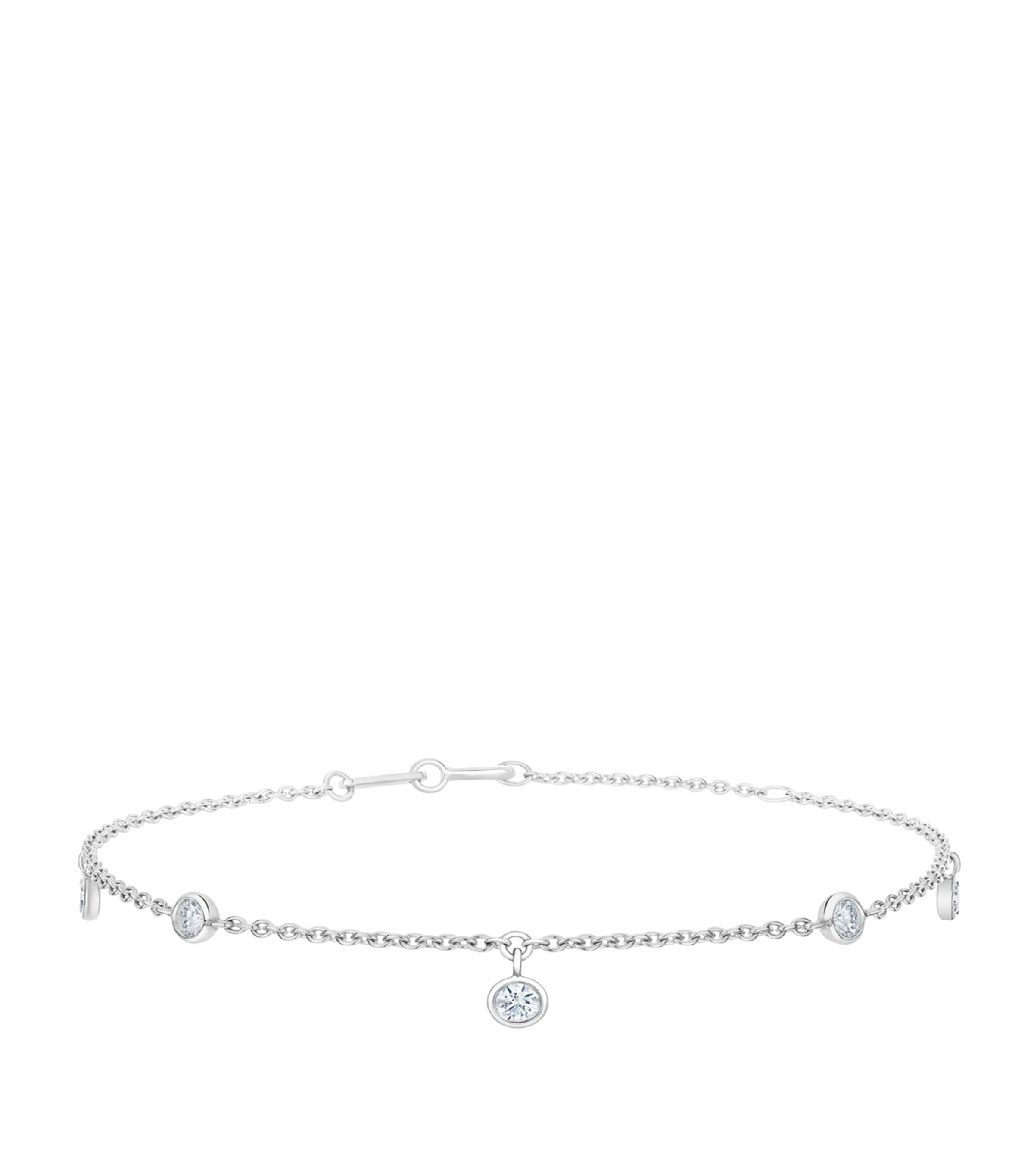 De Beers My First  White Gold Five 18ct Diamond Bracelet In Silver