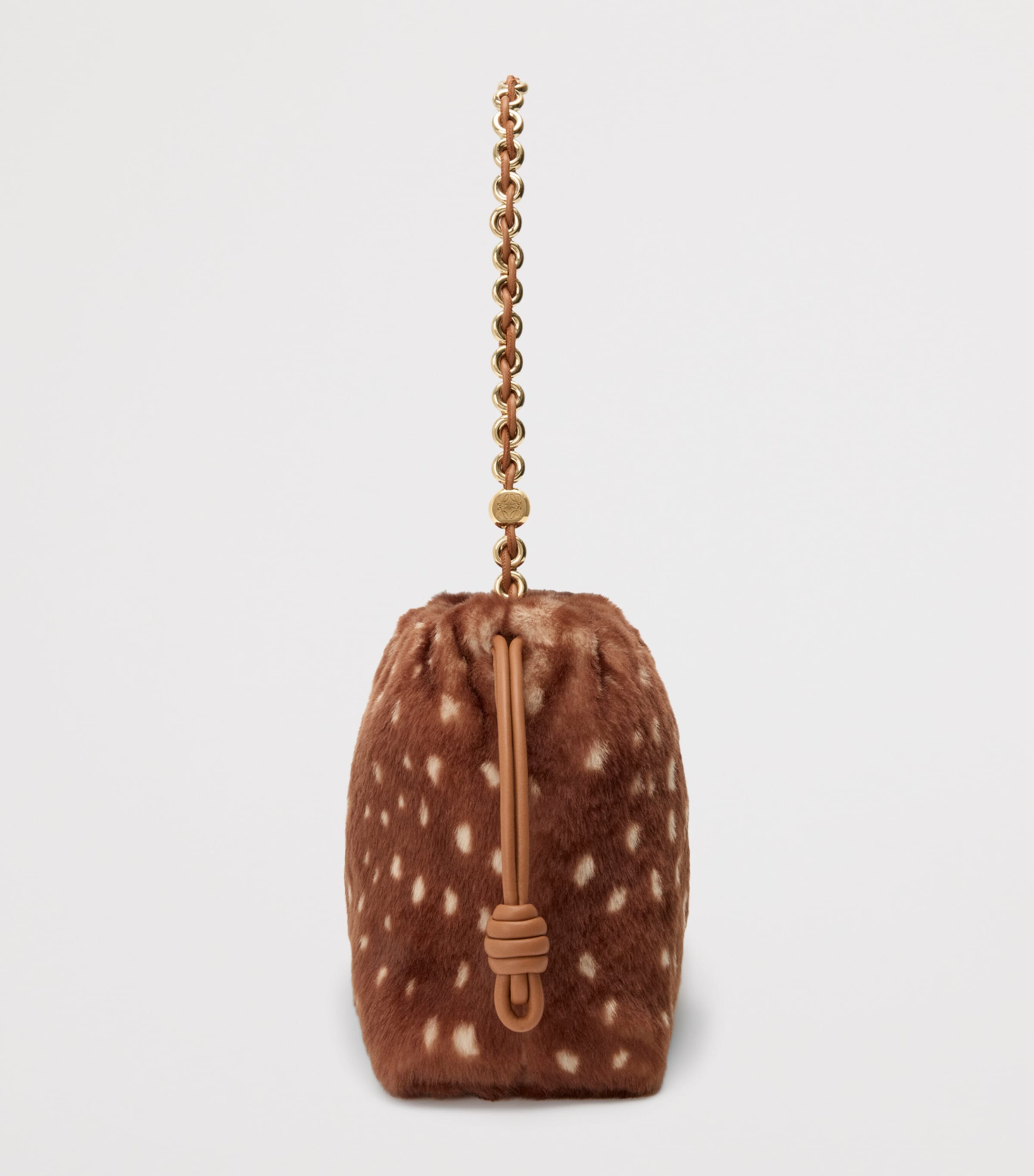 Medium Shearling Flamenco Shoulder Bag BROWN/WHITE Image 4